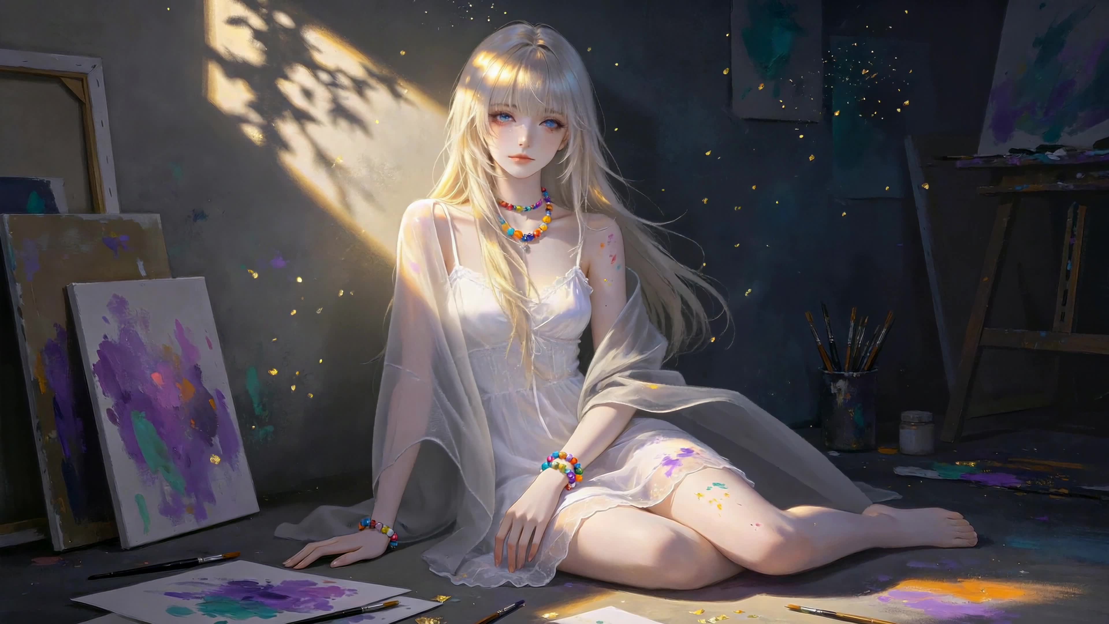 画室中的金发少女
