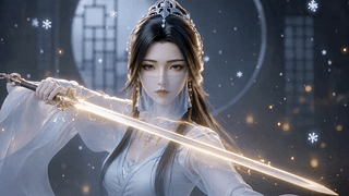 霜雪月下执剑美人