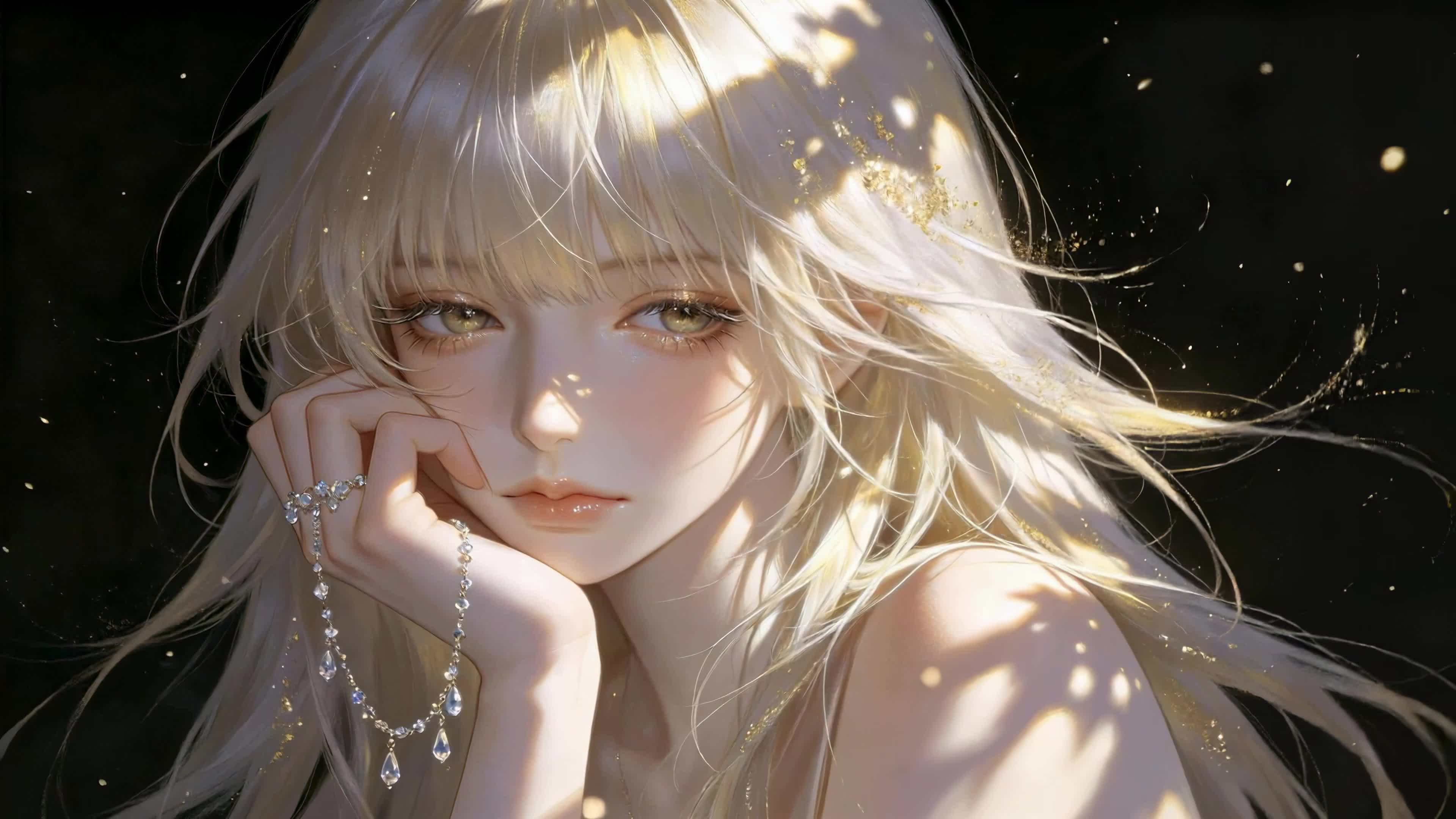 鎏金光影银发少女