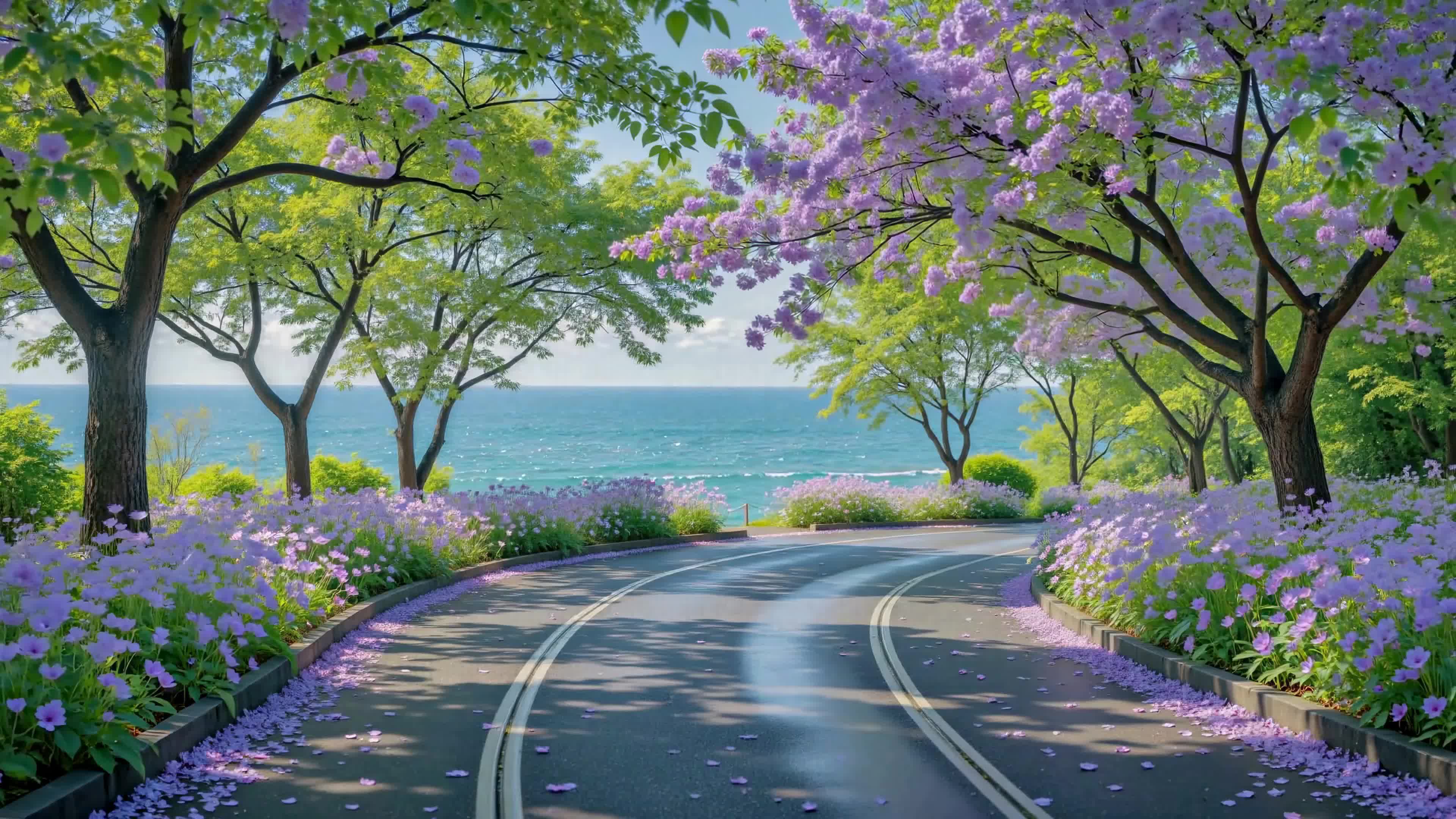紫花海滨林荫道