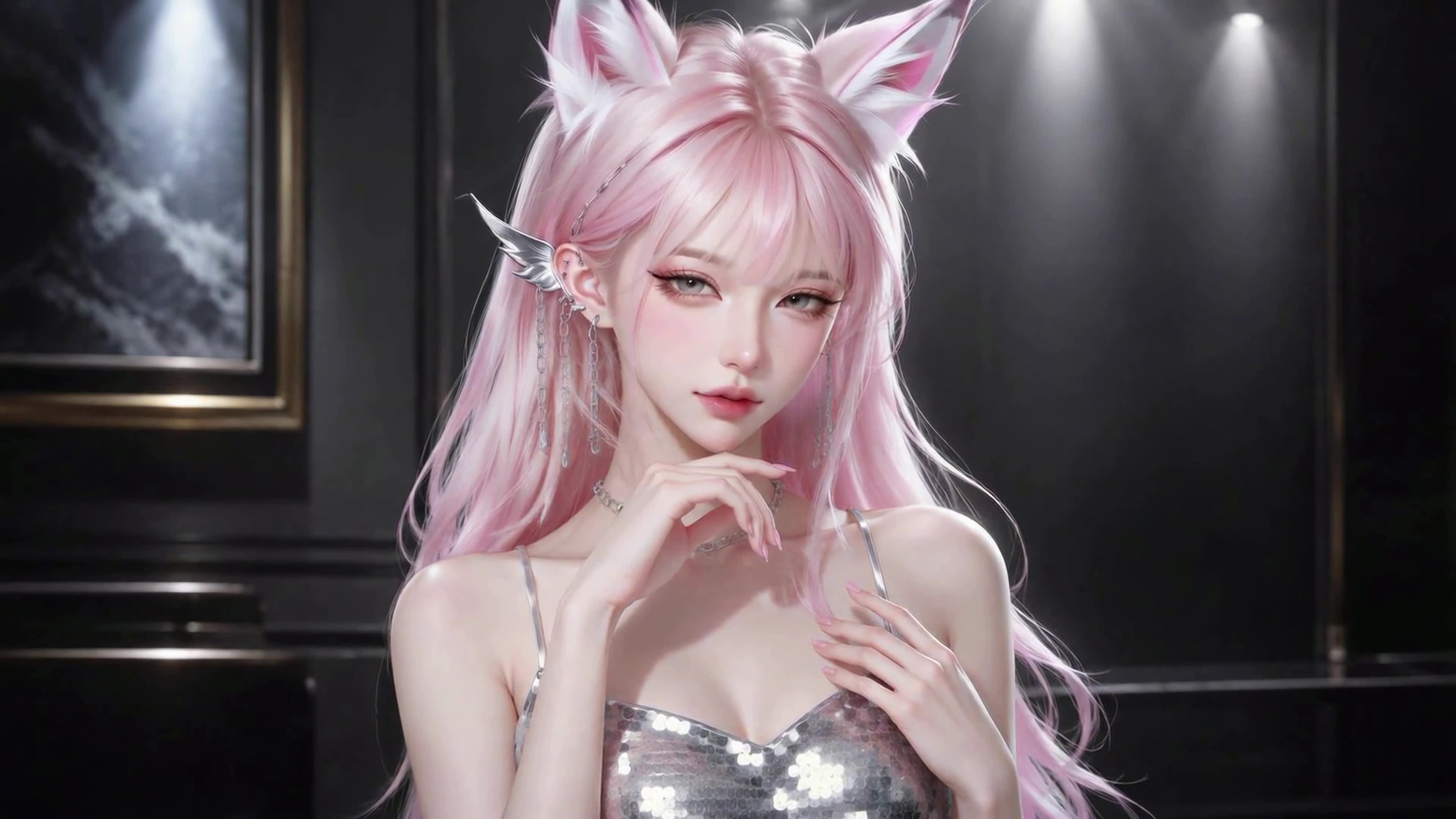 粉发狐耳美少女