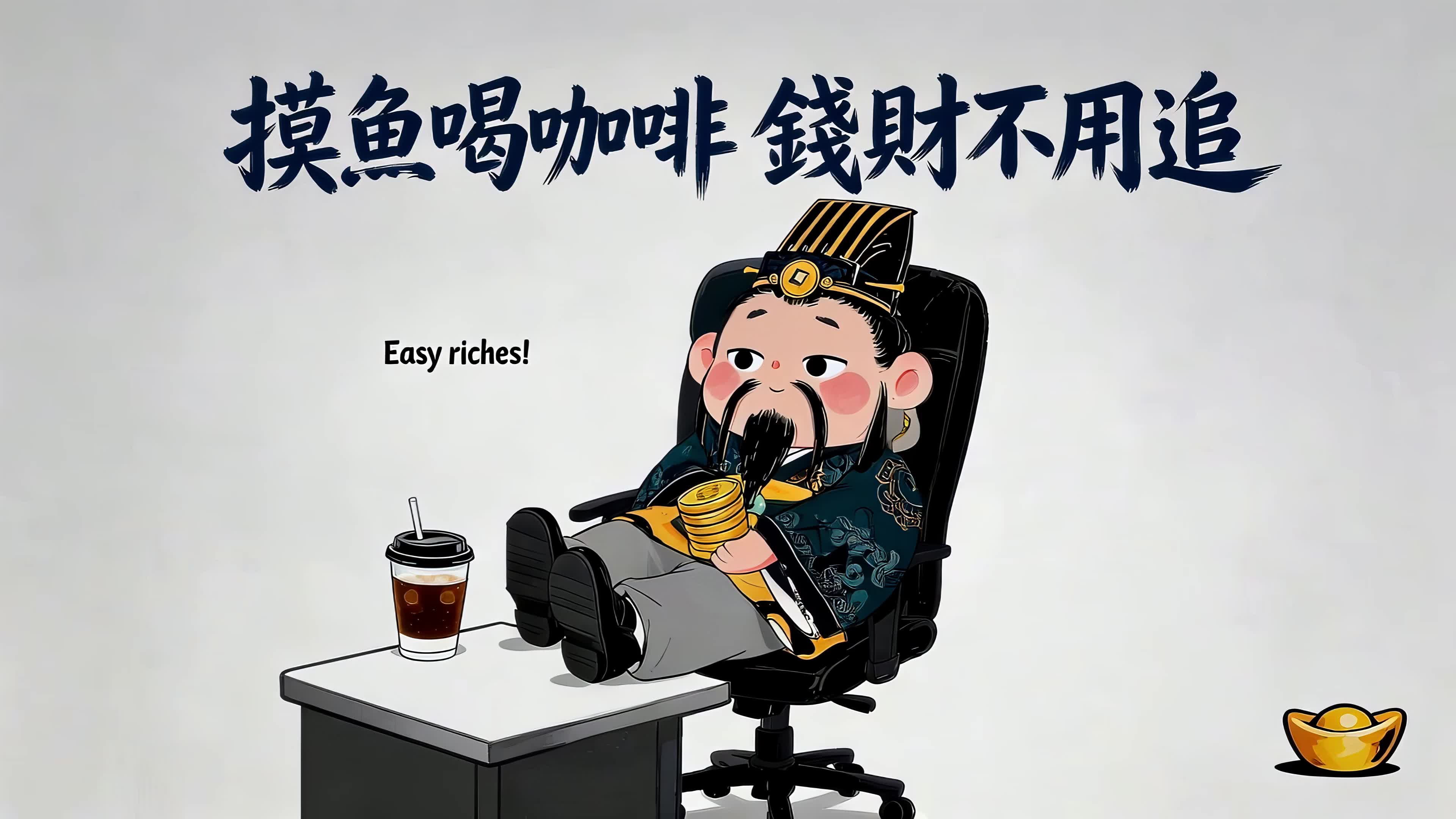 摸鱼喝咖啡，钱财不用追