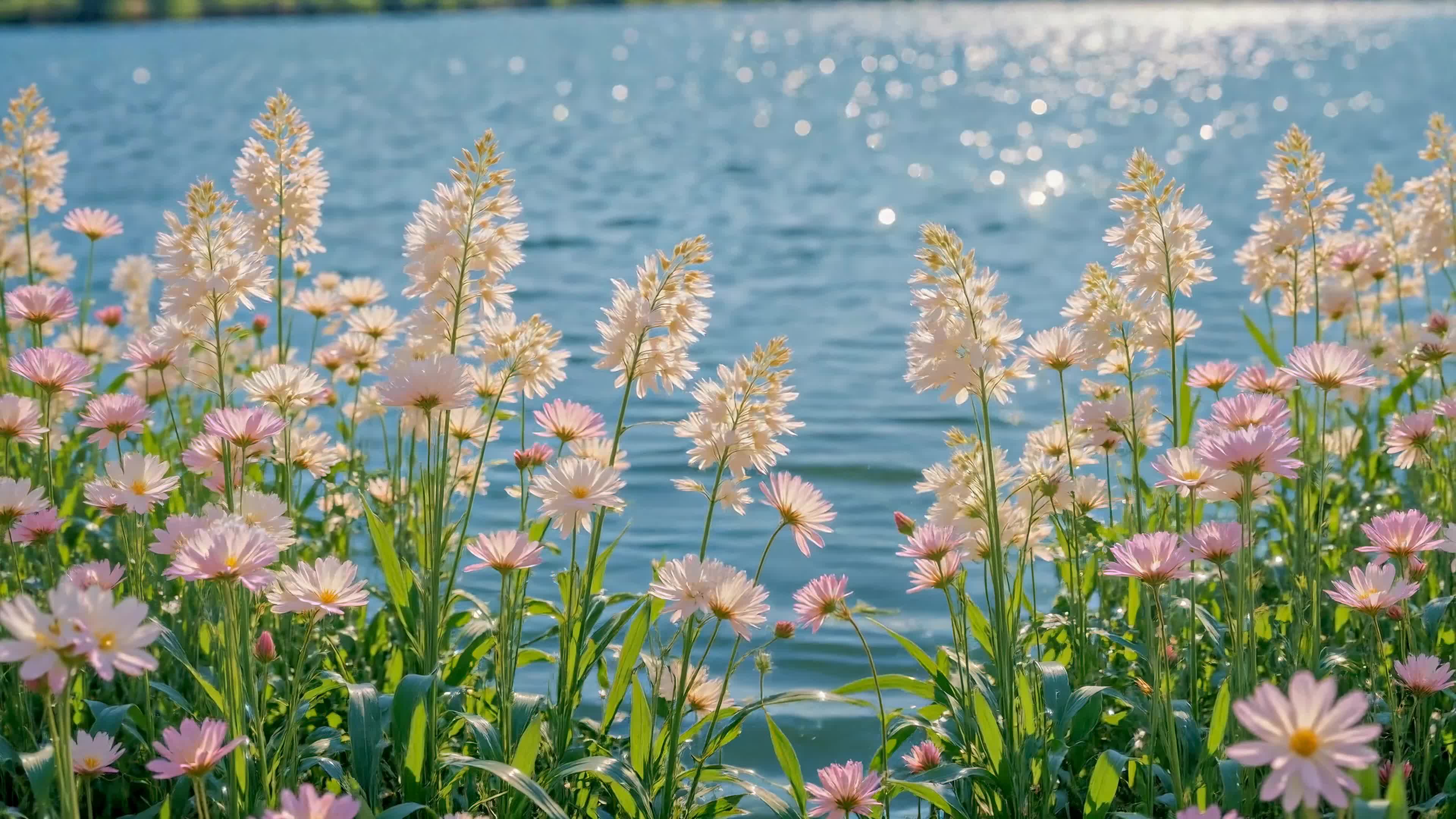 湖畔夏日繁花