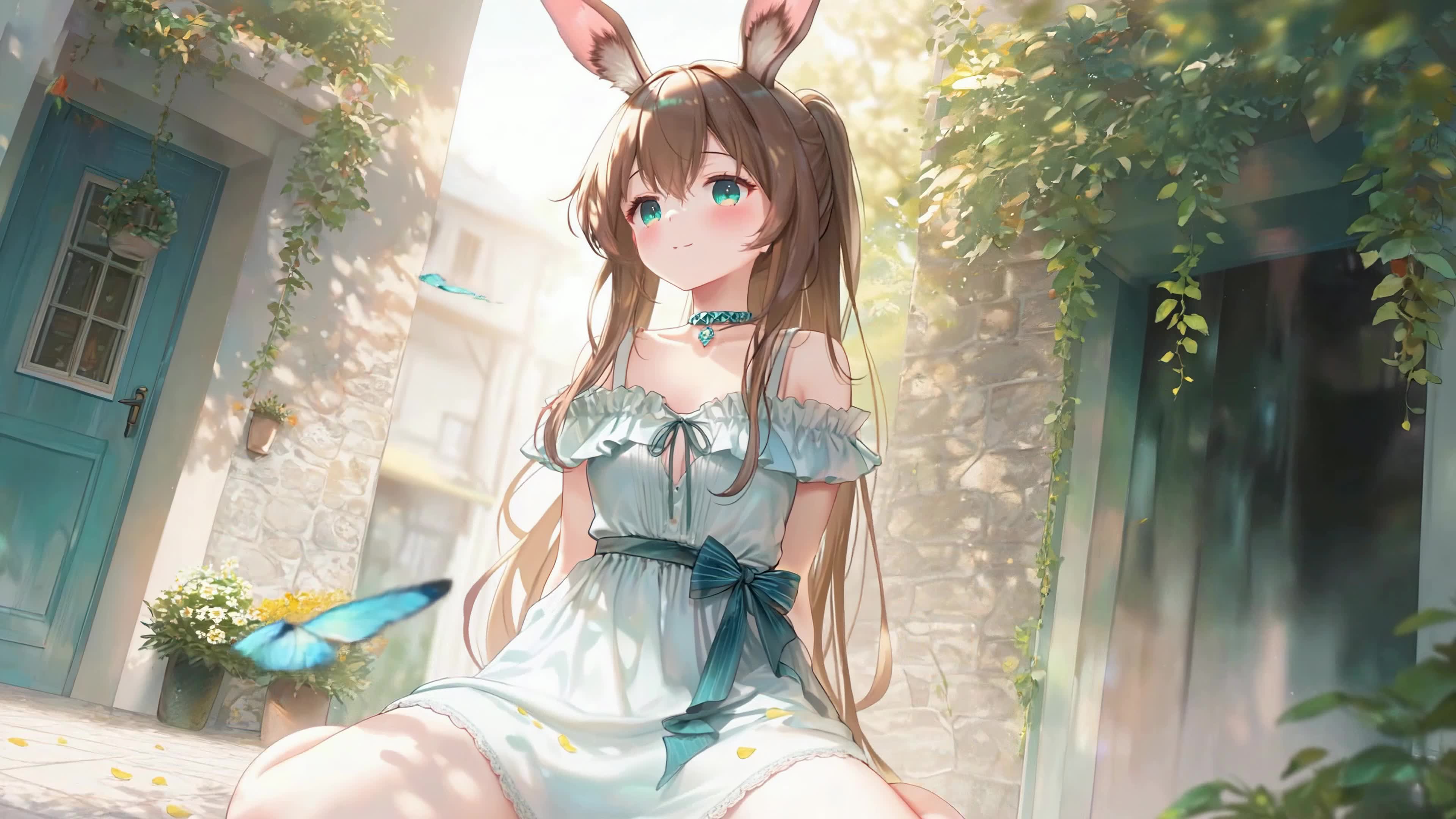 巷口暖阳兔耳少女