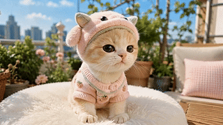 露台招手小萌猫