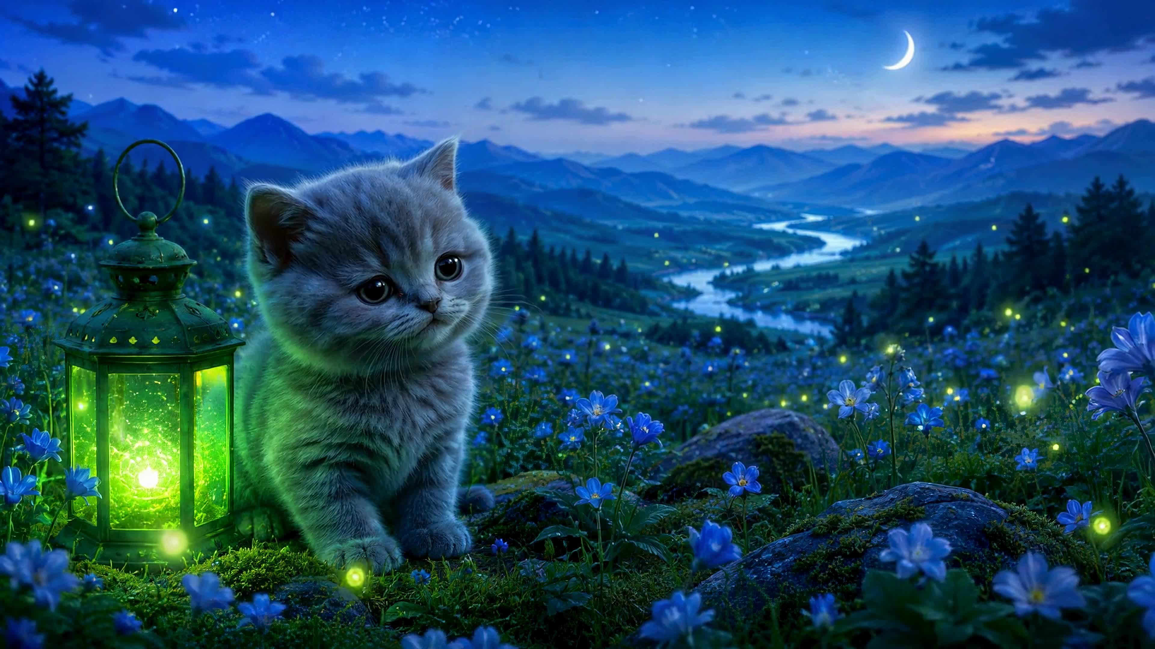 月夜花田萌猫
