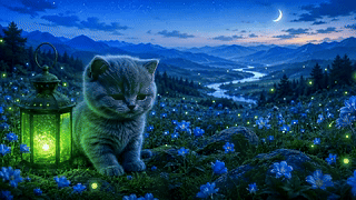 月夜花田萌猫
