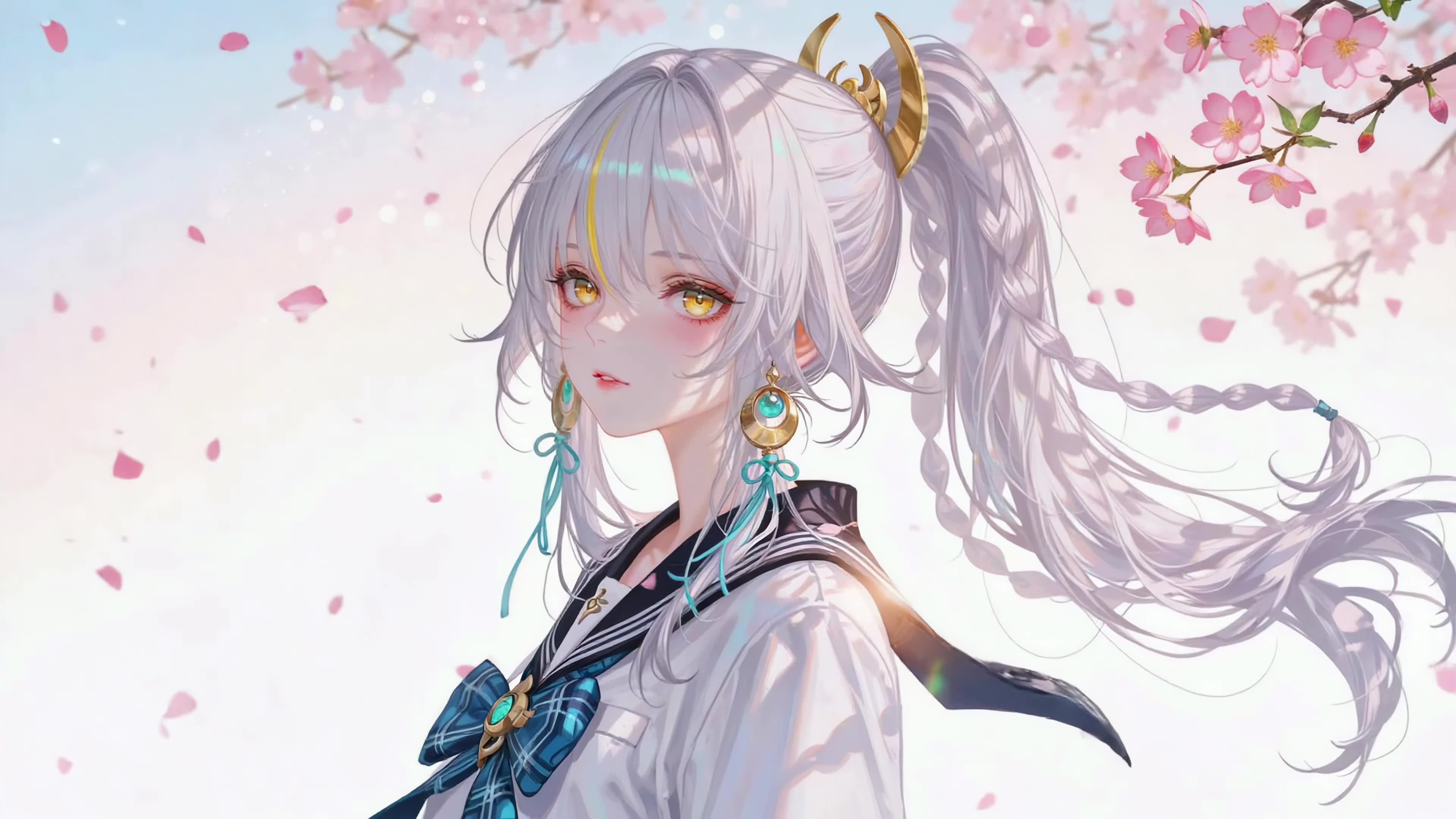 樱花下的银发少女兹白