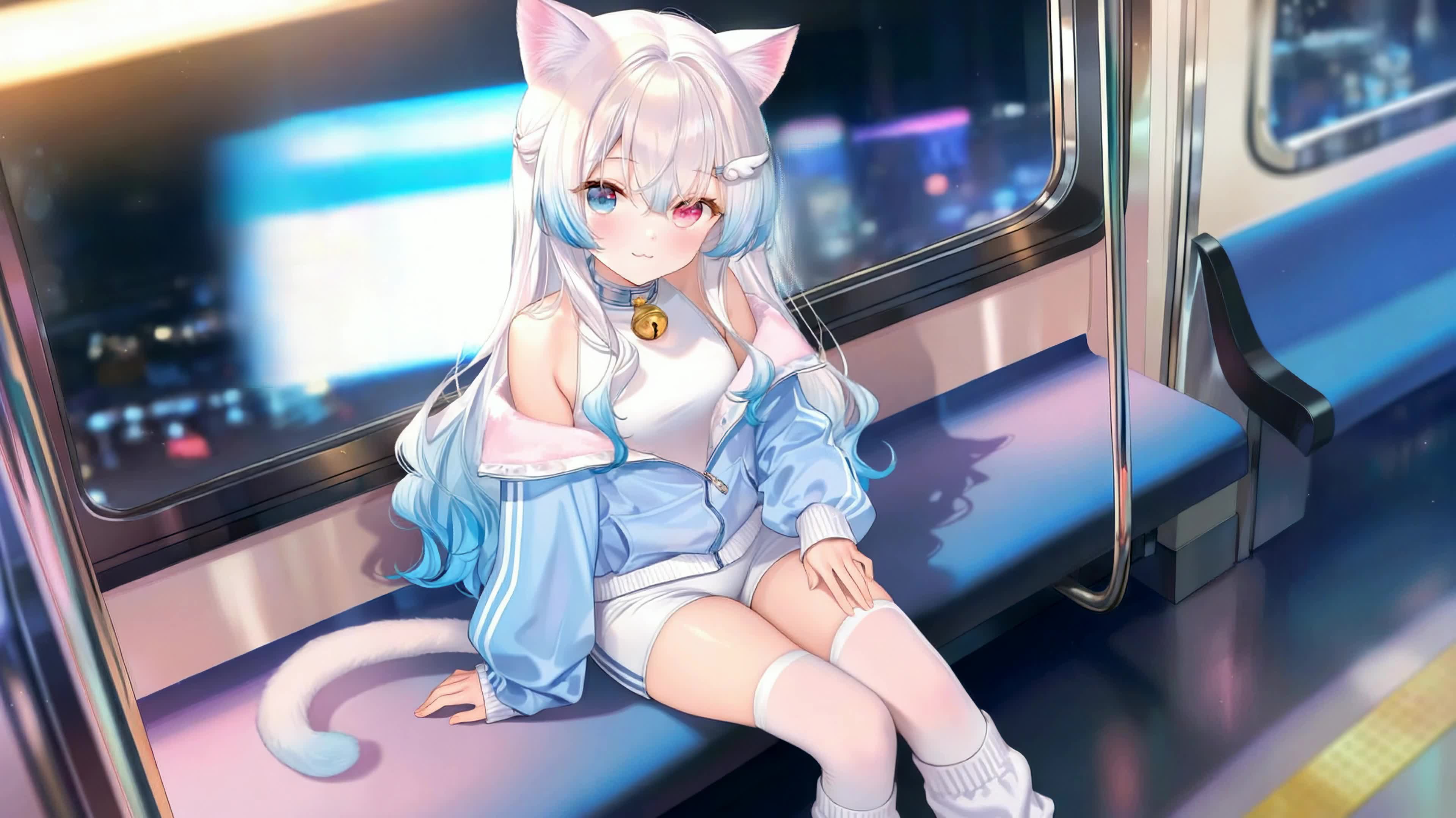 夜行地铁上的猫耳少女