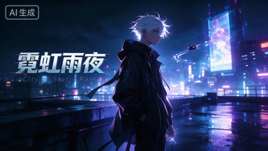 《霓虹雨夜・天台残痕》