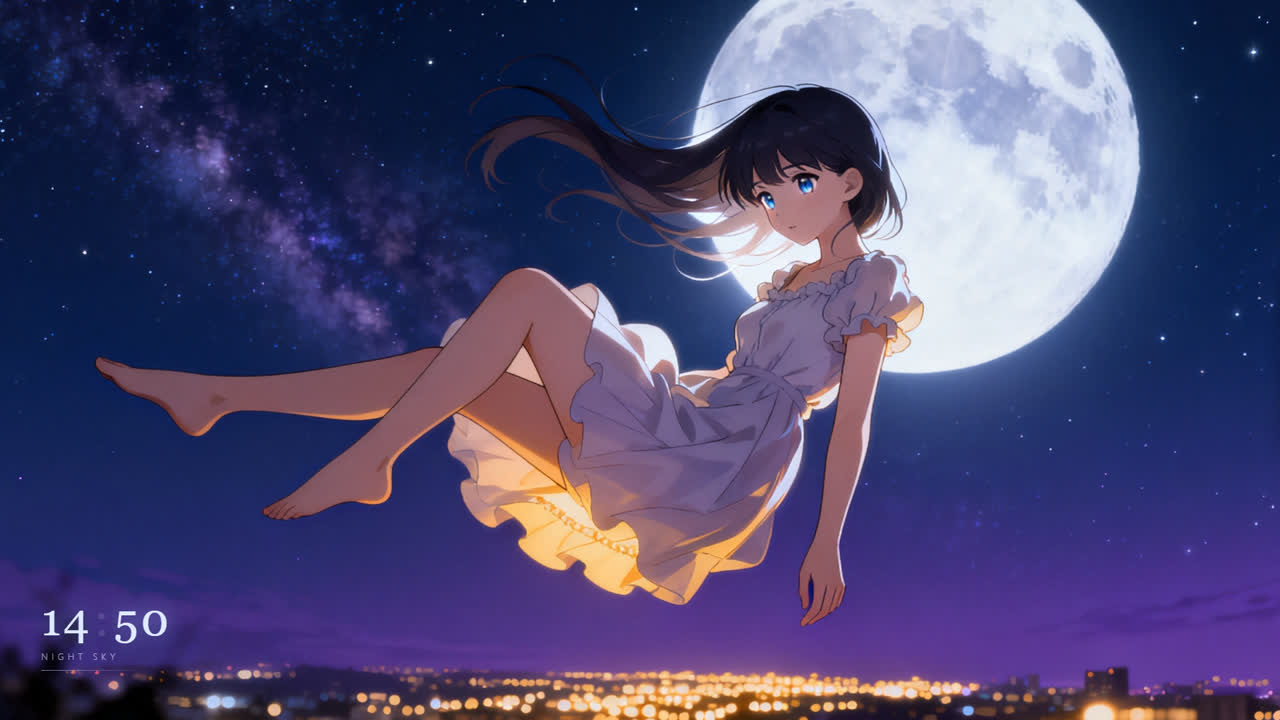 夜空少女·【鼠标视差·她注意到你·桌面时钟】