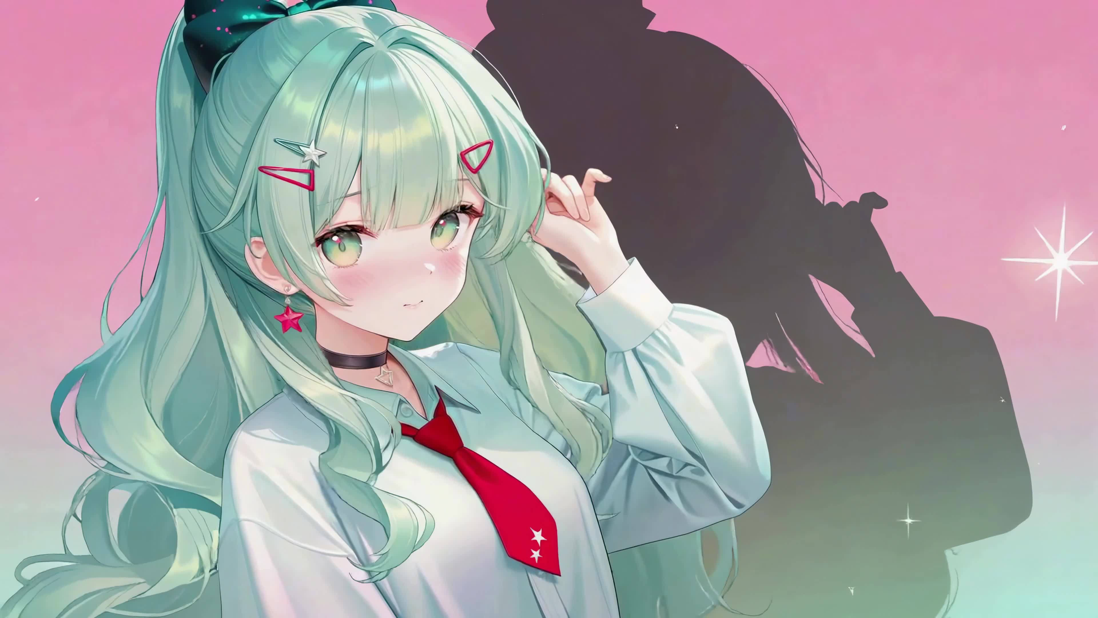 薄荷绿发清新少女