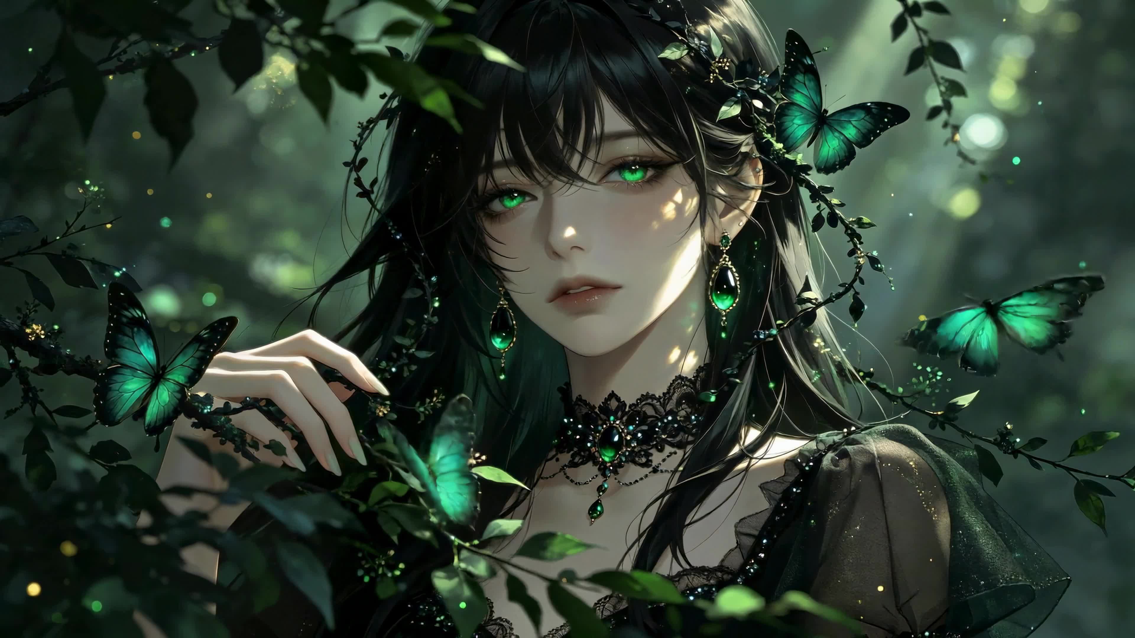 幽林绿蝶少女