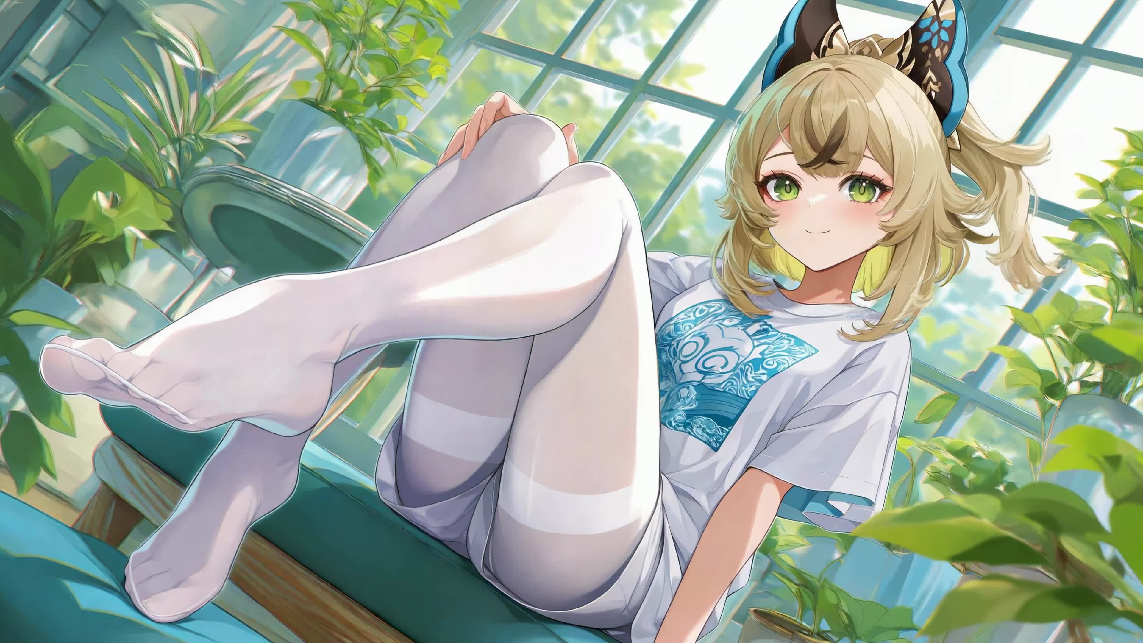 晴日窗边休闲少女