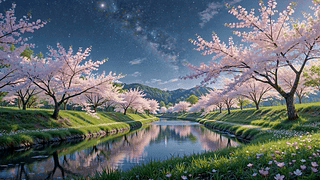 樱花河畔星空夜