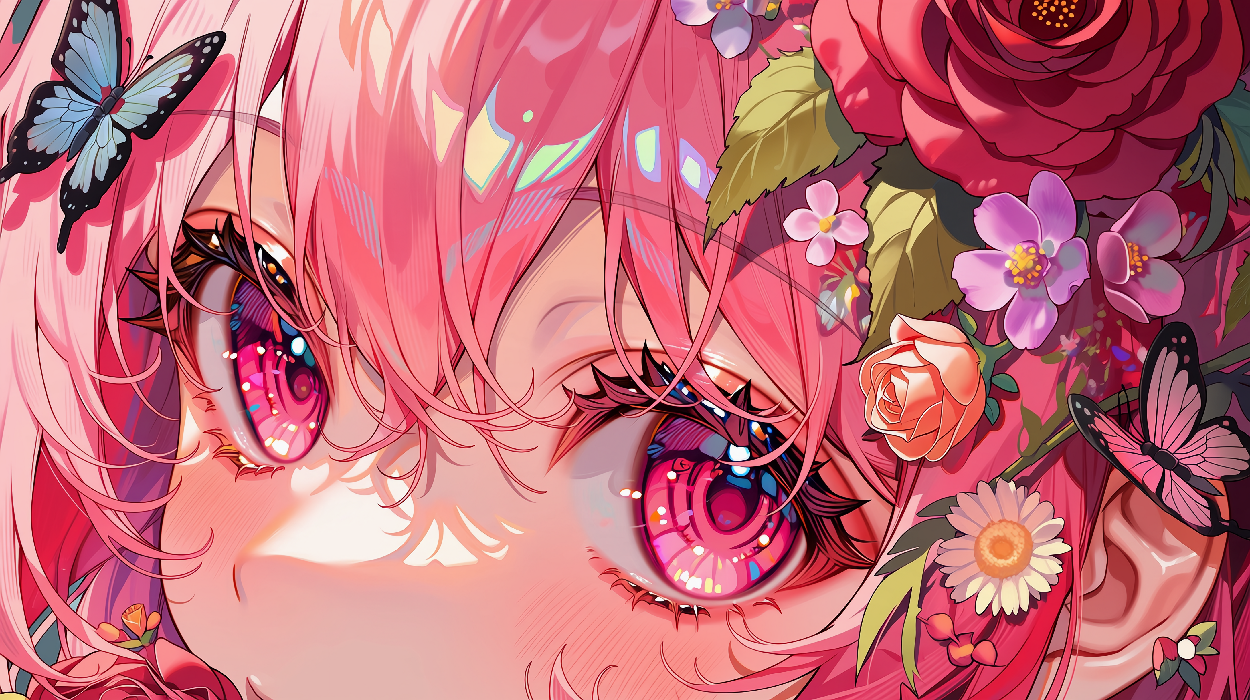 粉发花蝴蝶少女