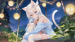夜晚花房的猫耳少女