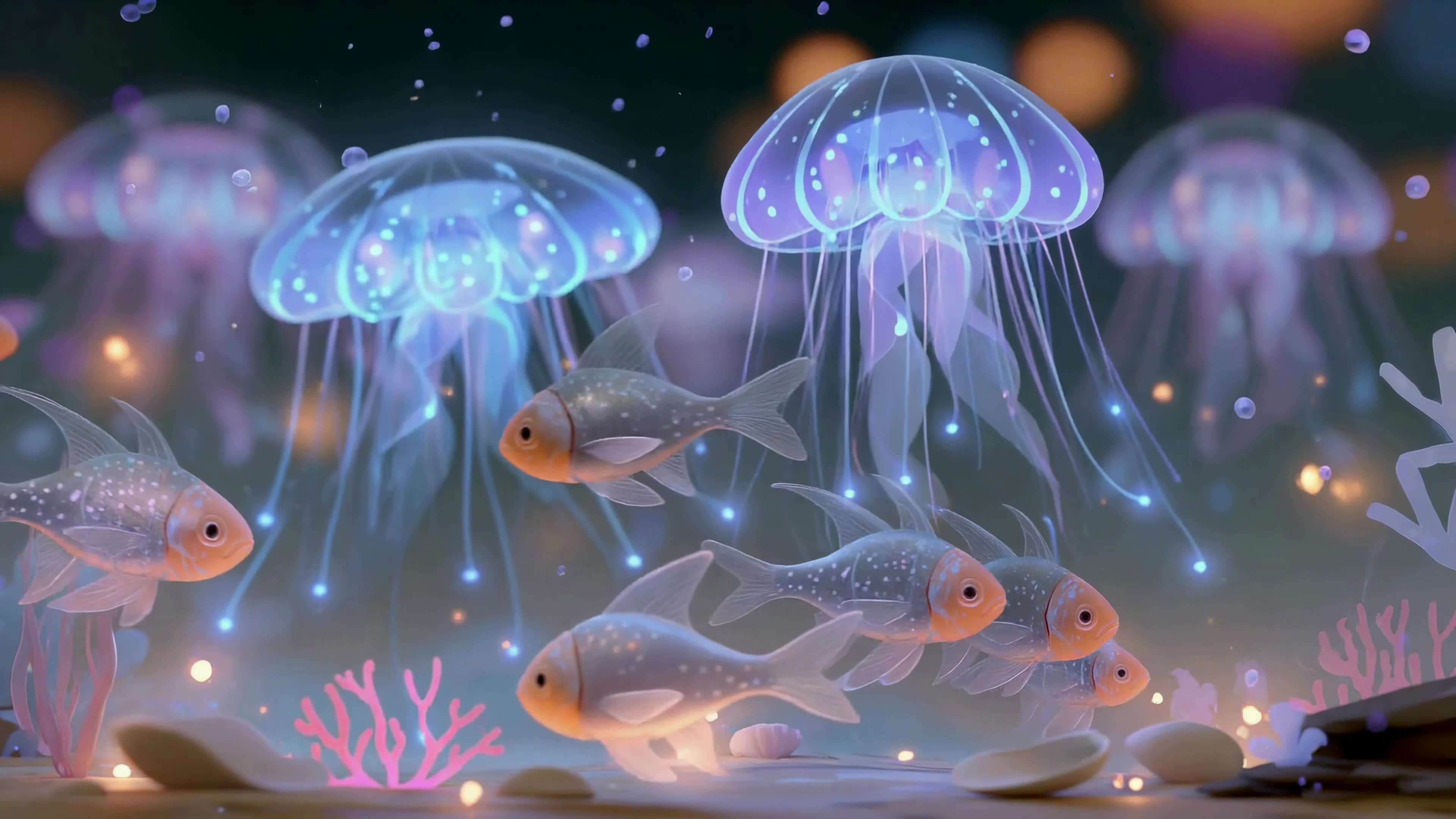 梦幻深海发光水母
