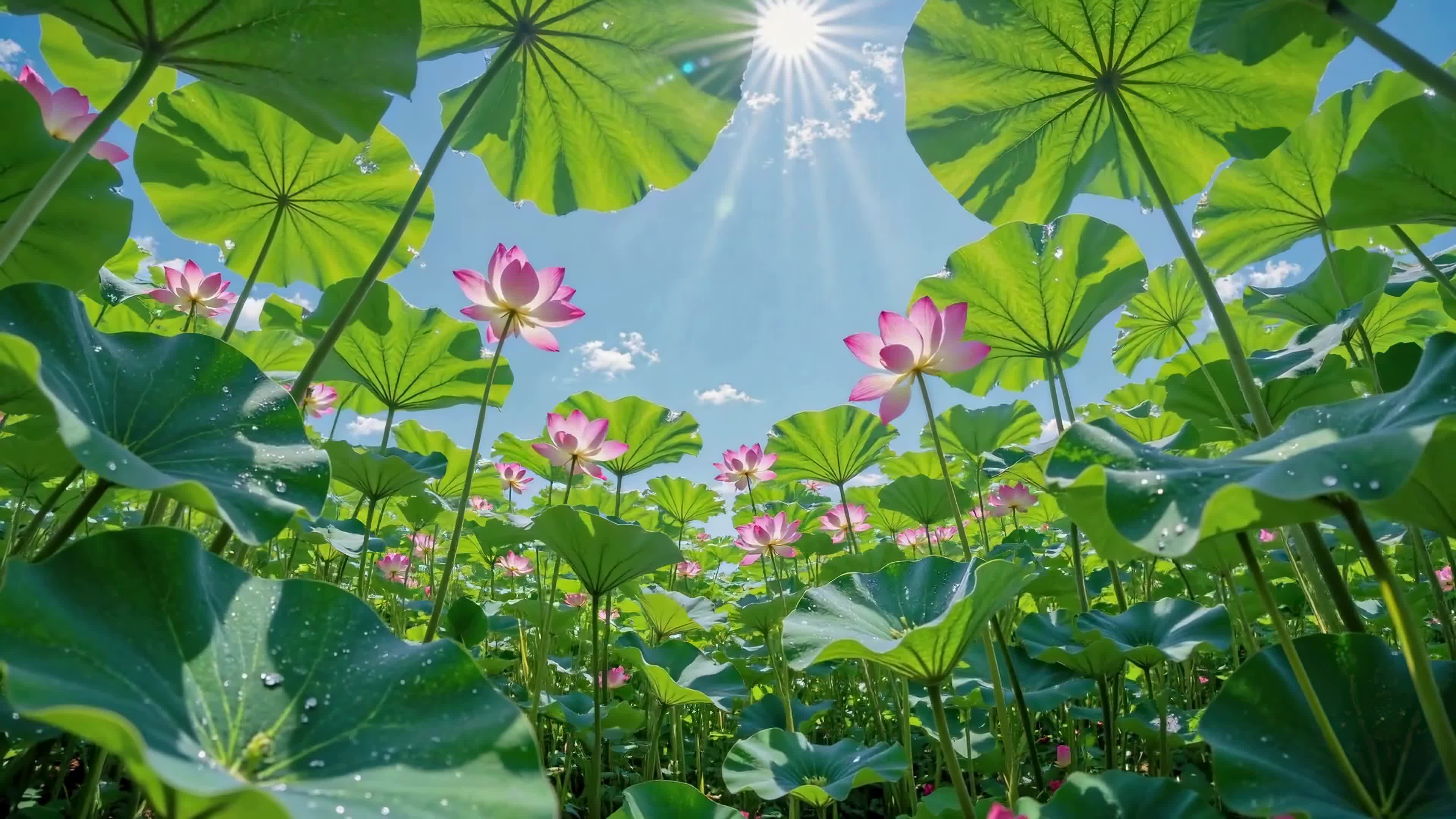 晴日荷塘美景