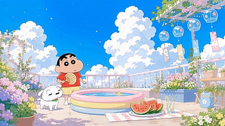 夏日阳台悠闲假日
