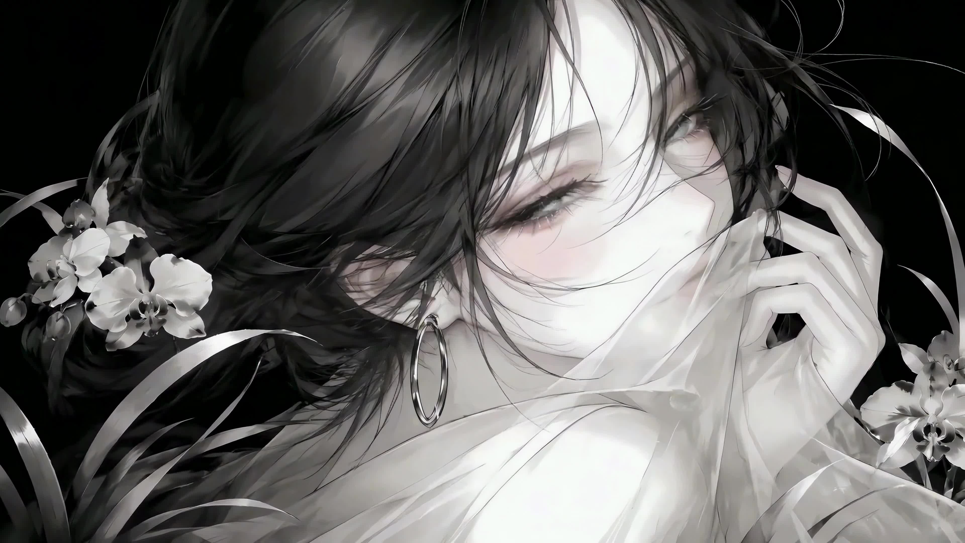 黑白幽兰清冷少女