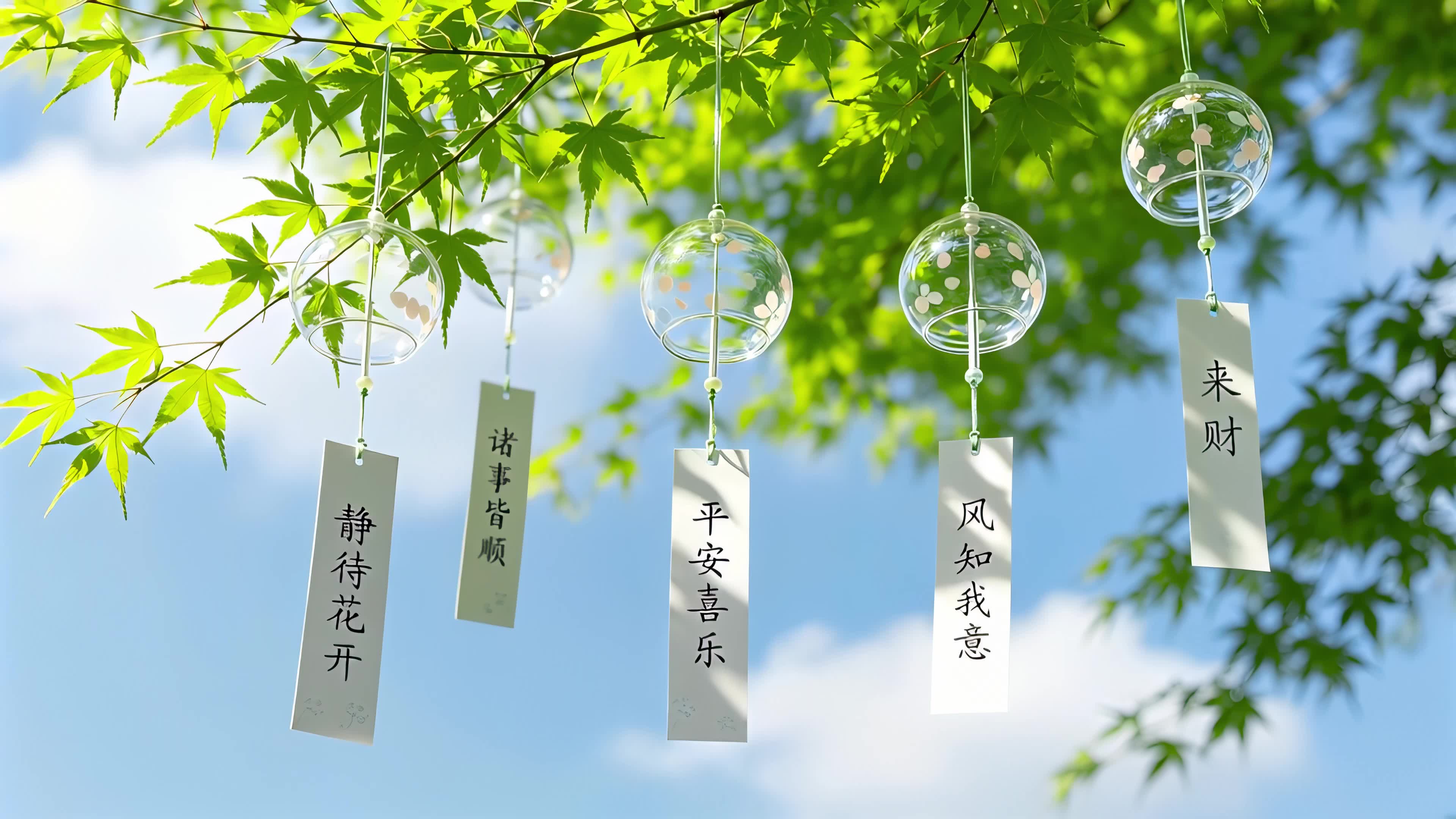 来财！护眼风铃桌面