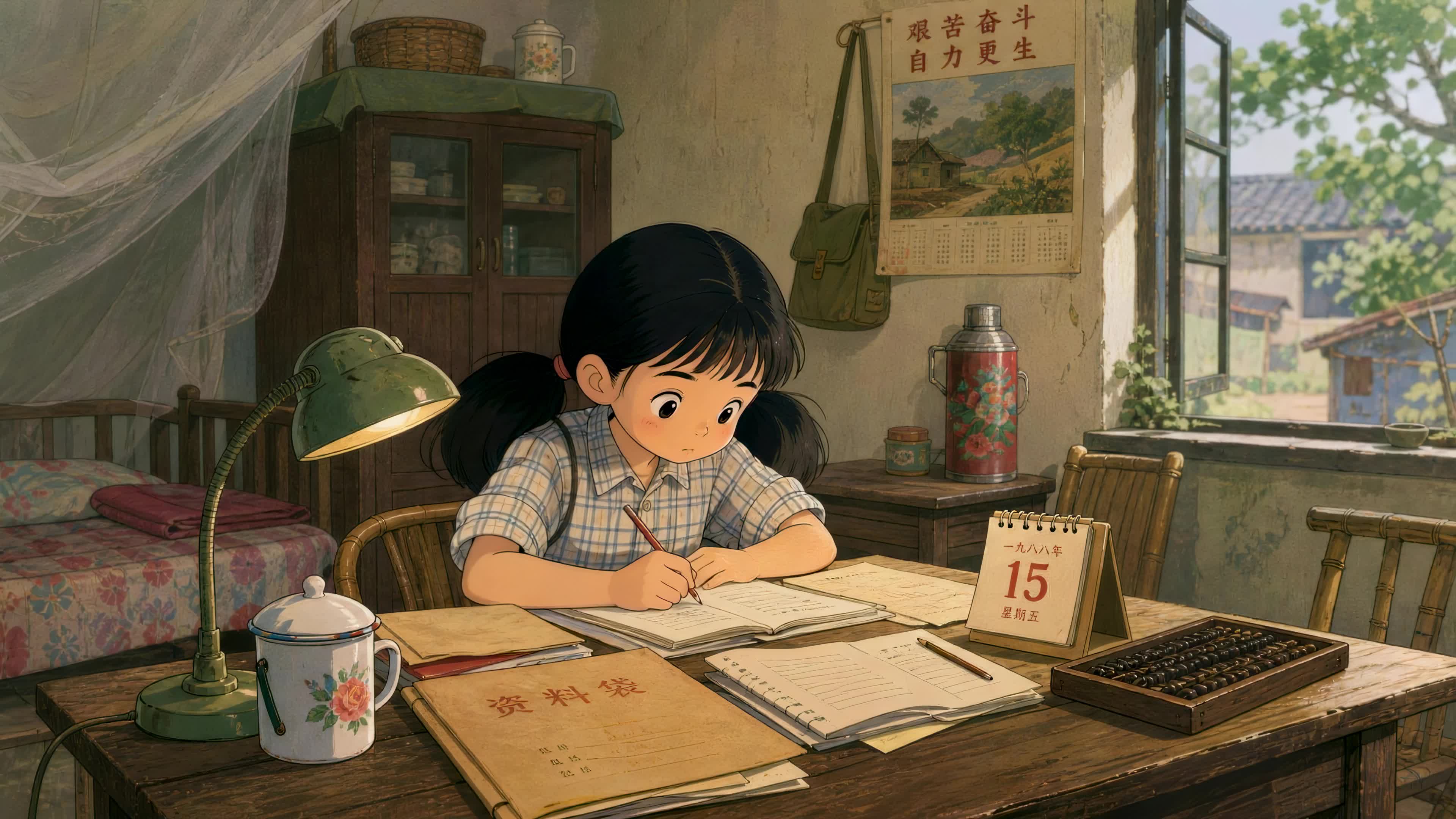 认真读书的女孩