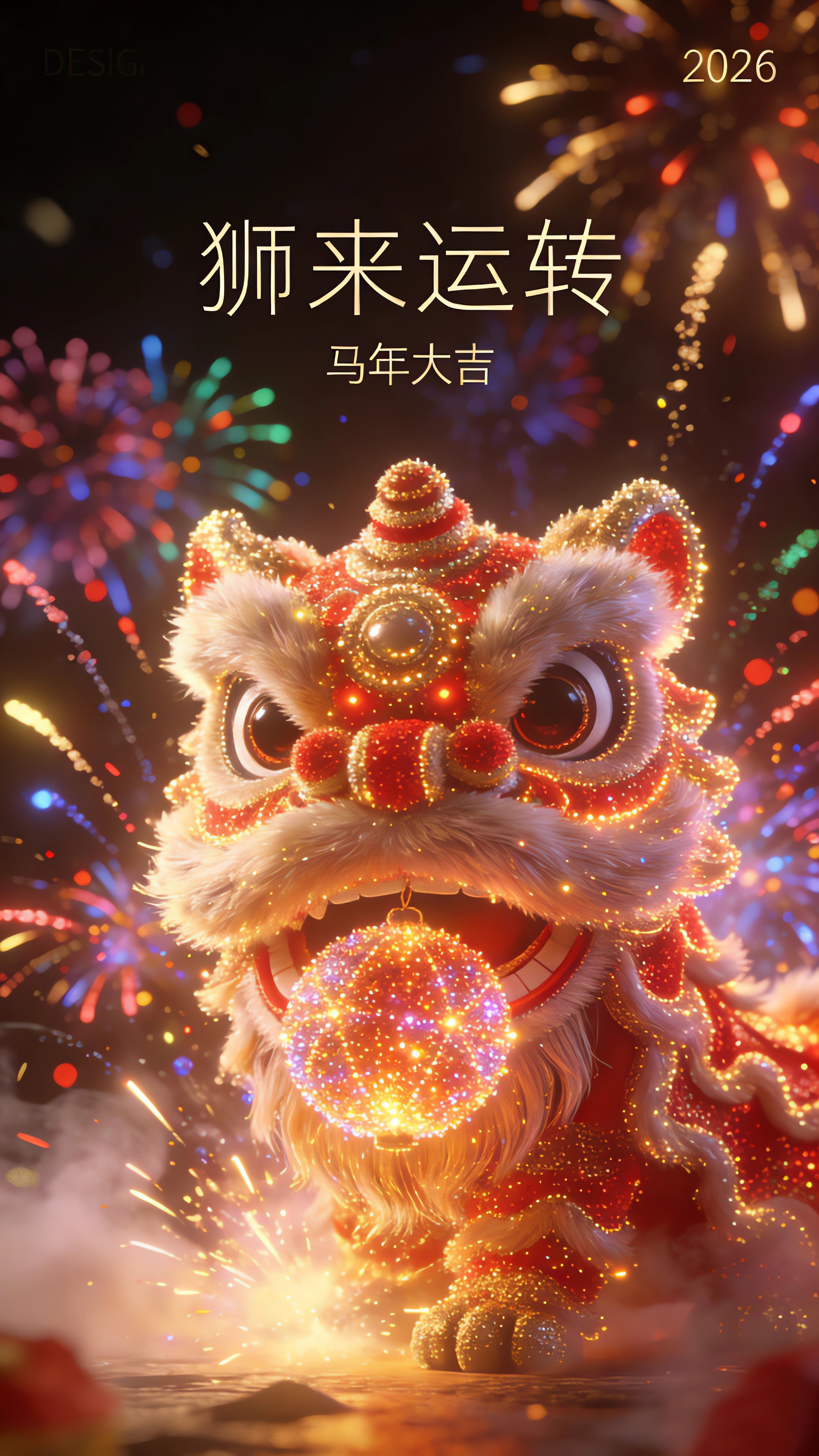 2026狮来运转 马年大吉4k手机壁纸高清全屏