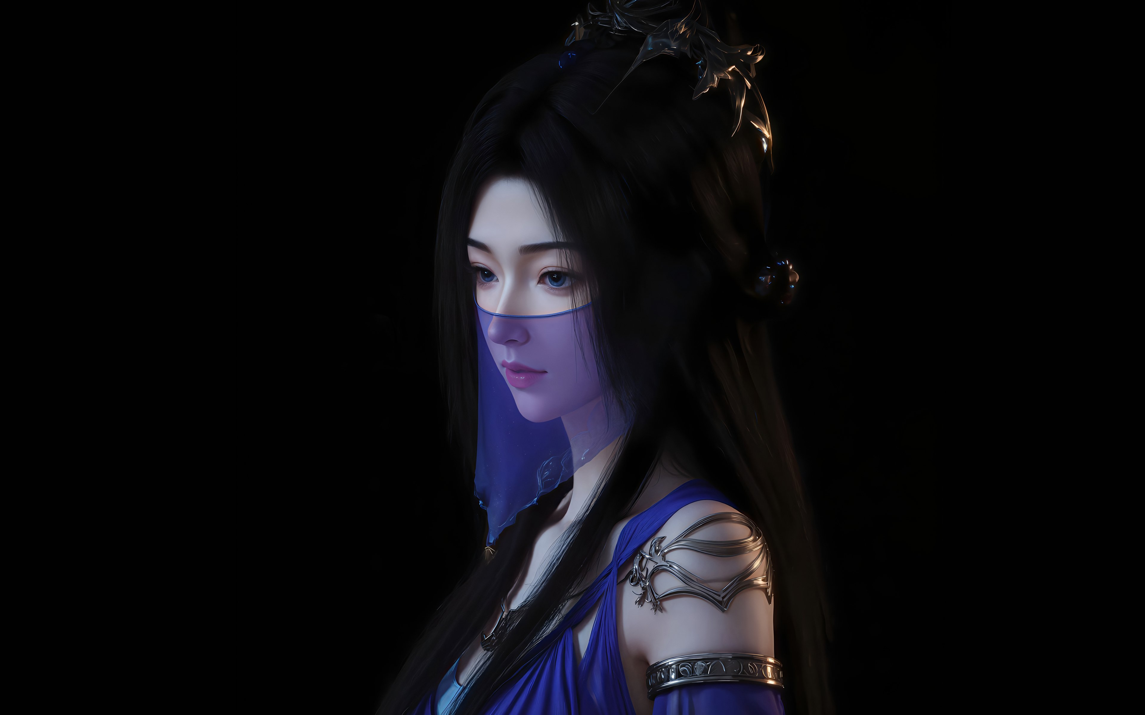《凡人修仙传》紫灵 暗黑背景 4K高清壁纸3840x2400