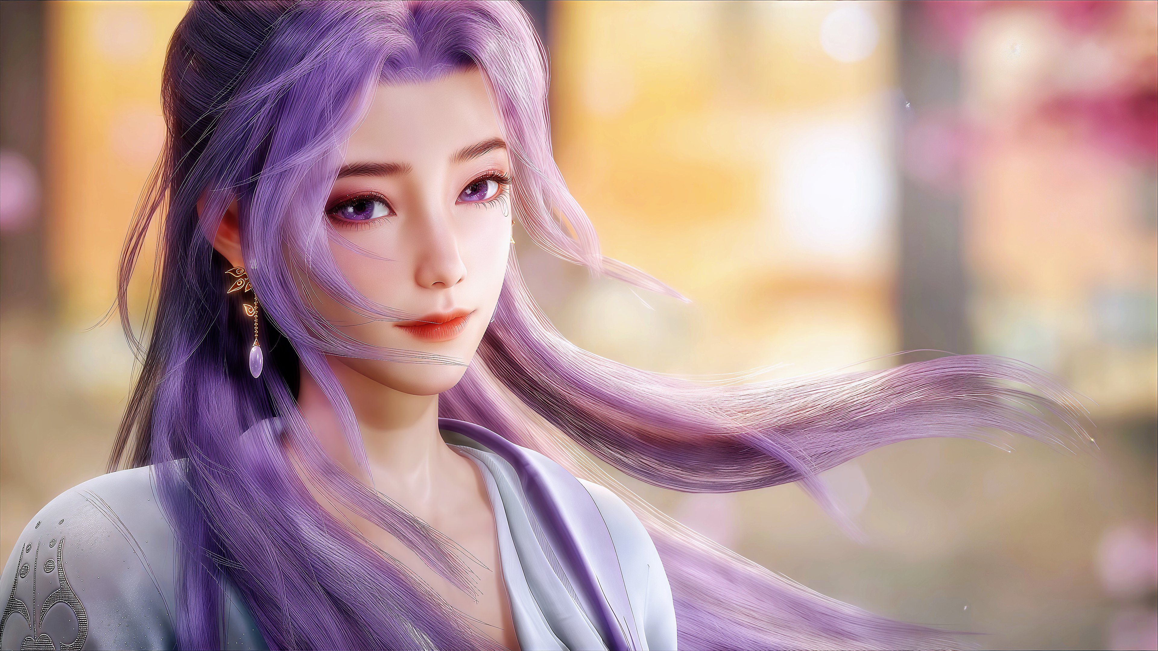 《师兄啊师兄》云霄仙子 紫色长发 4k高清壁纸