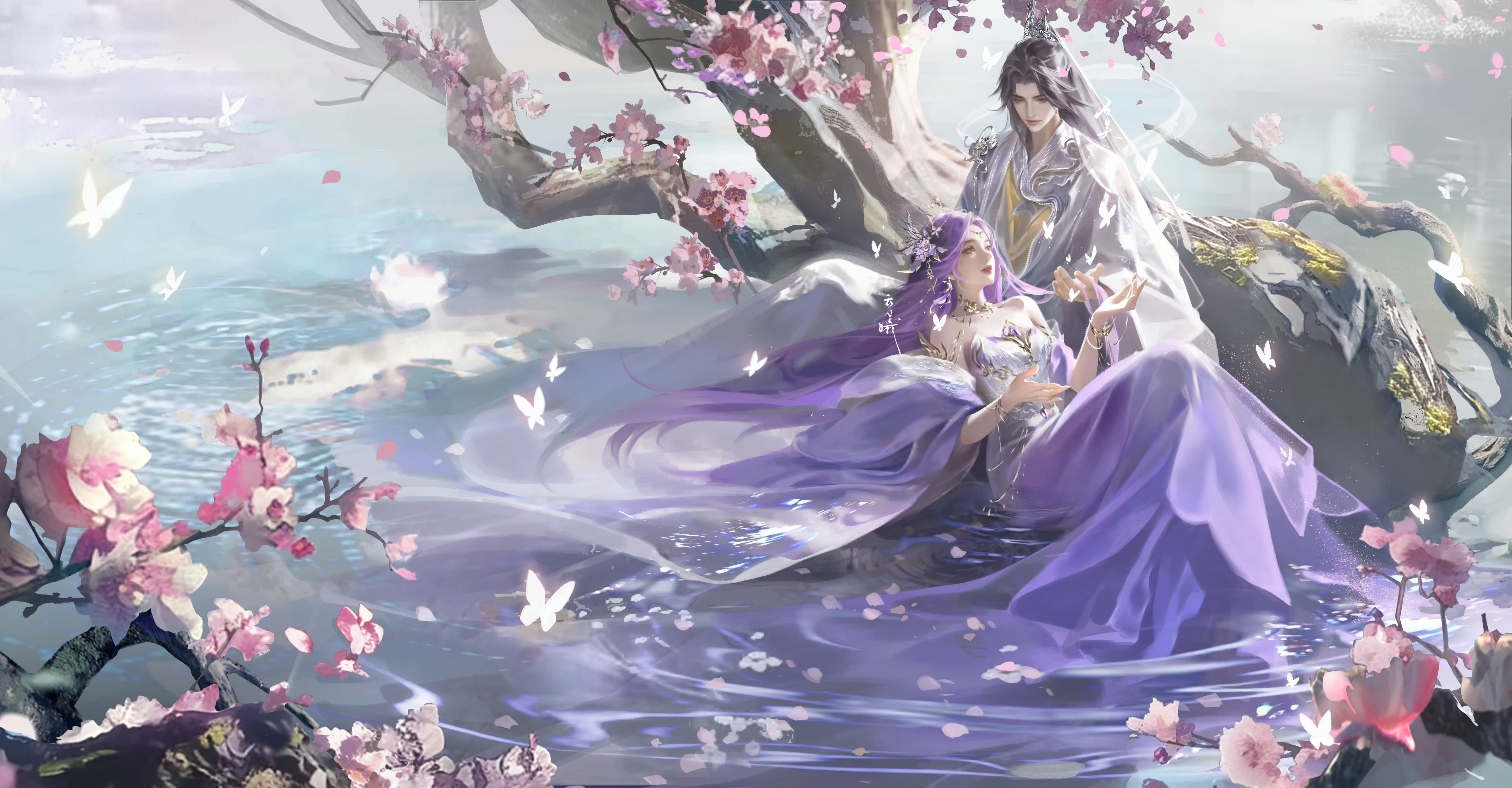 云曦 花 树 唯美 6k原画壁纸