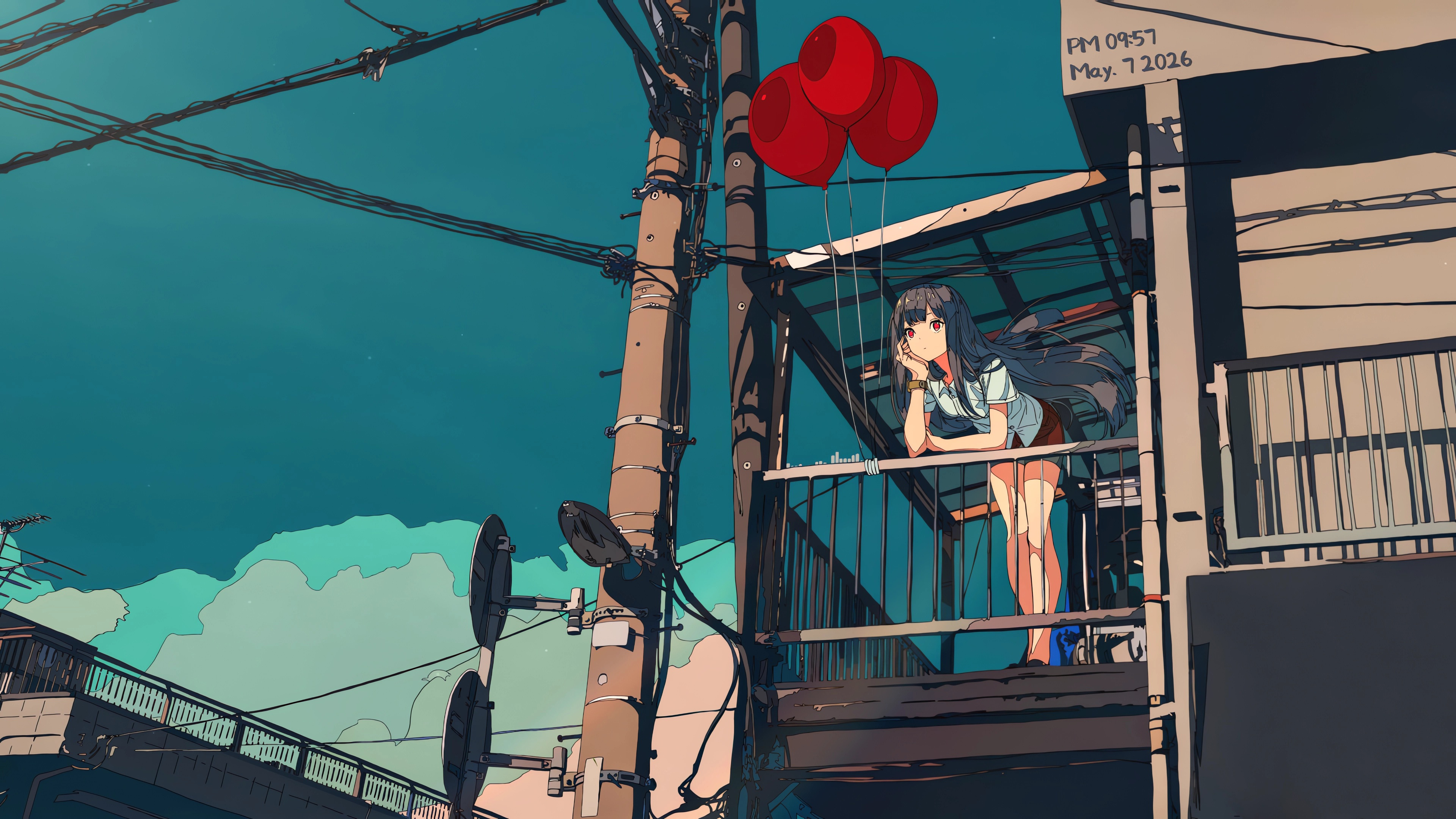 公寓远望少女4K动漫壁纸3840x2160