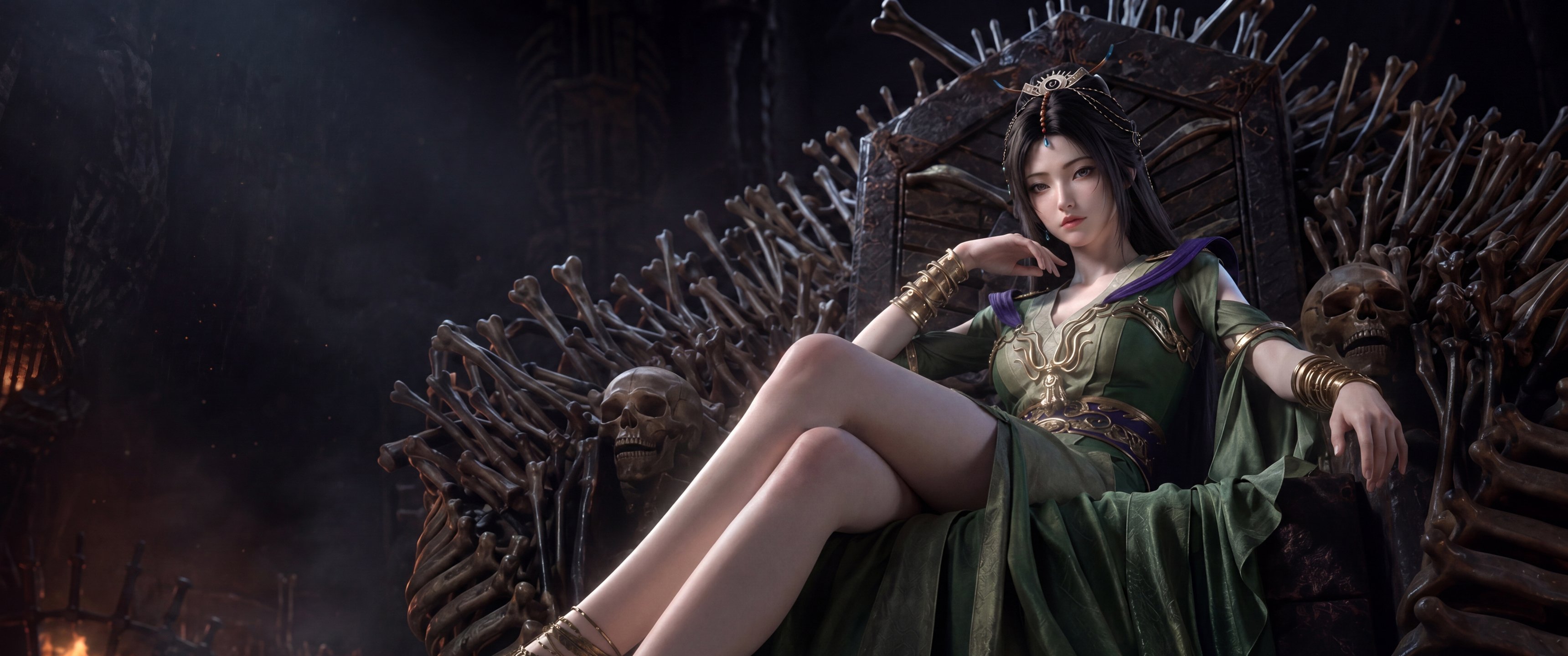 凡人修仙传 柳玉 骨王座 带鱼屏壁纸3440x1440