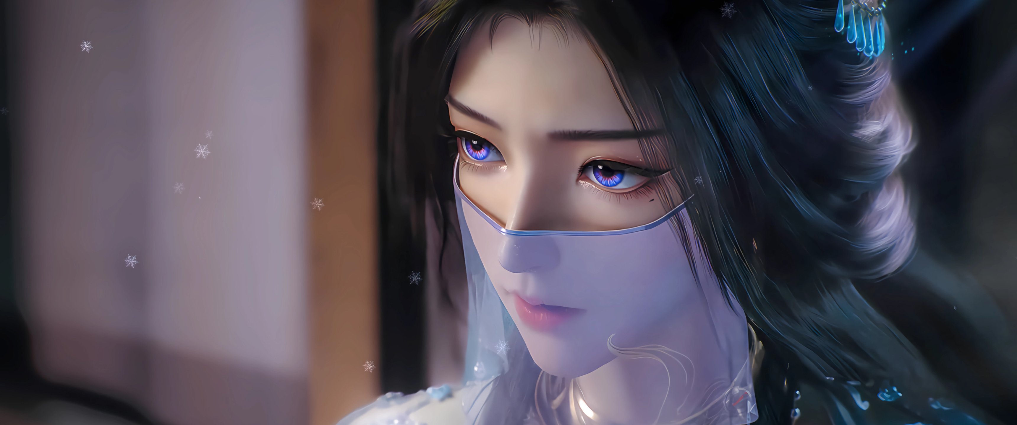 凡人修仙传紫灵面纱34401440电脑桌面壁纸高清4k