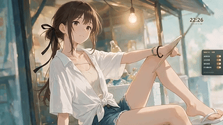 摇扇少女·【鼠标拖尾·桌面时钟】