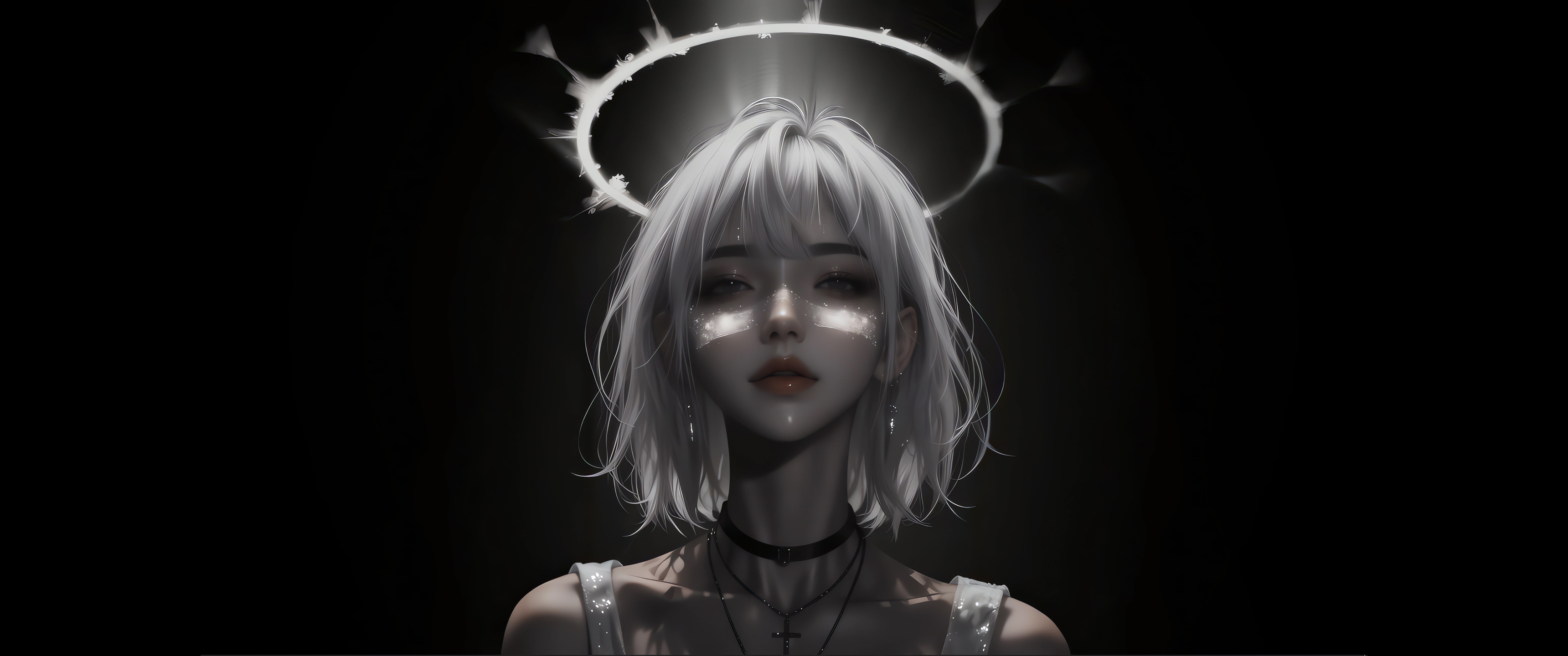 动漫神明少女高清带鱼屏壁纸3440x1440