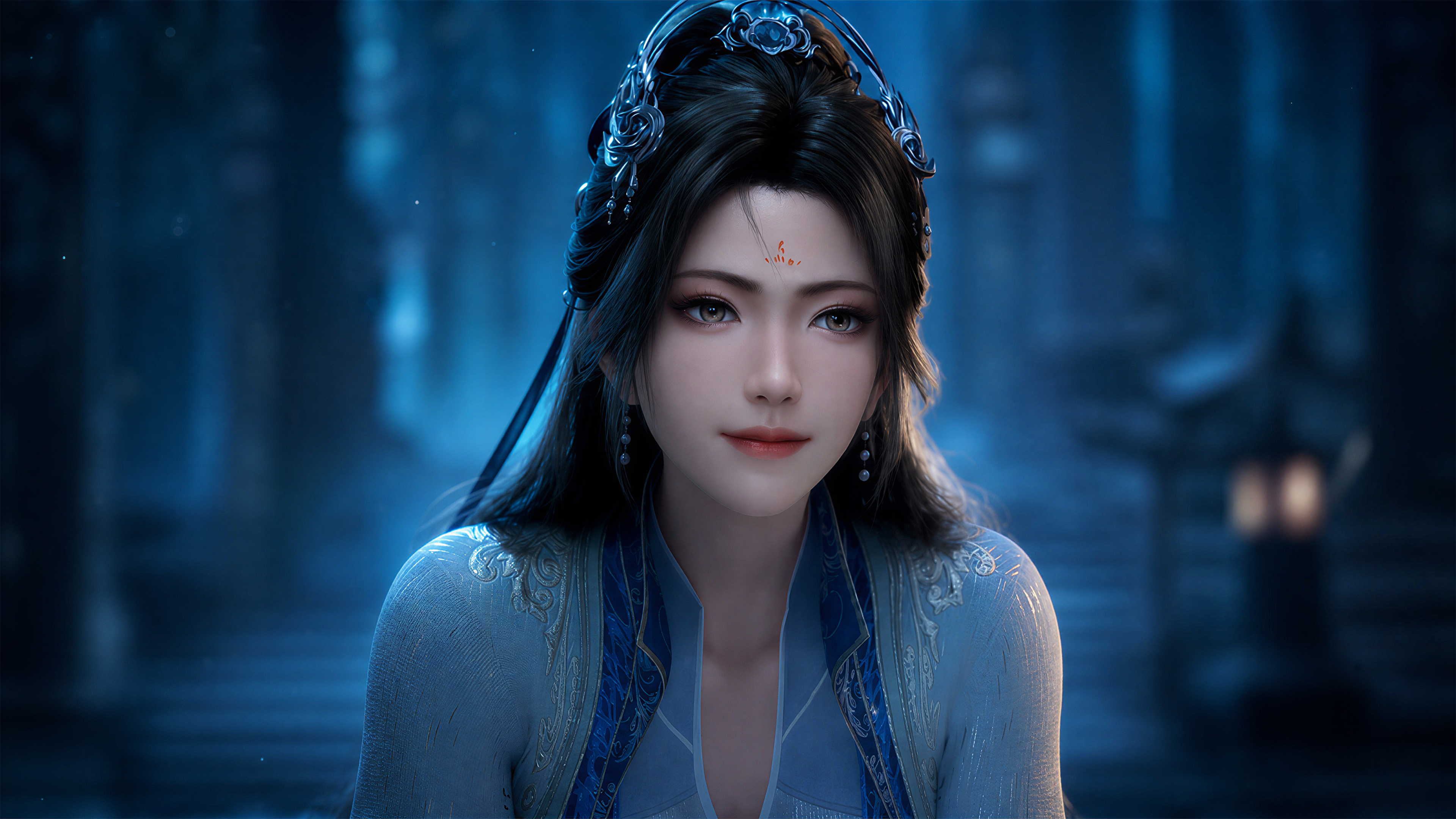 南宫婉 唯美蓝色背景 凡人修仙传 4K高清壁纸
