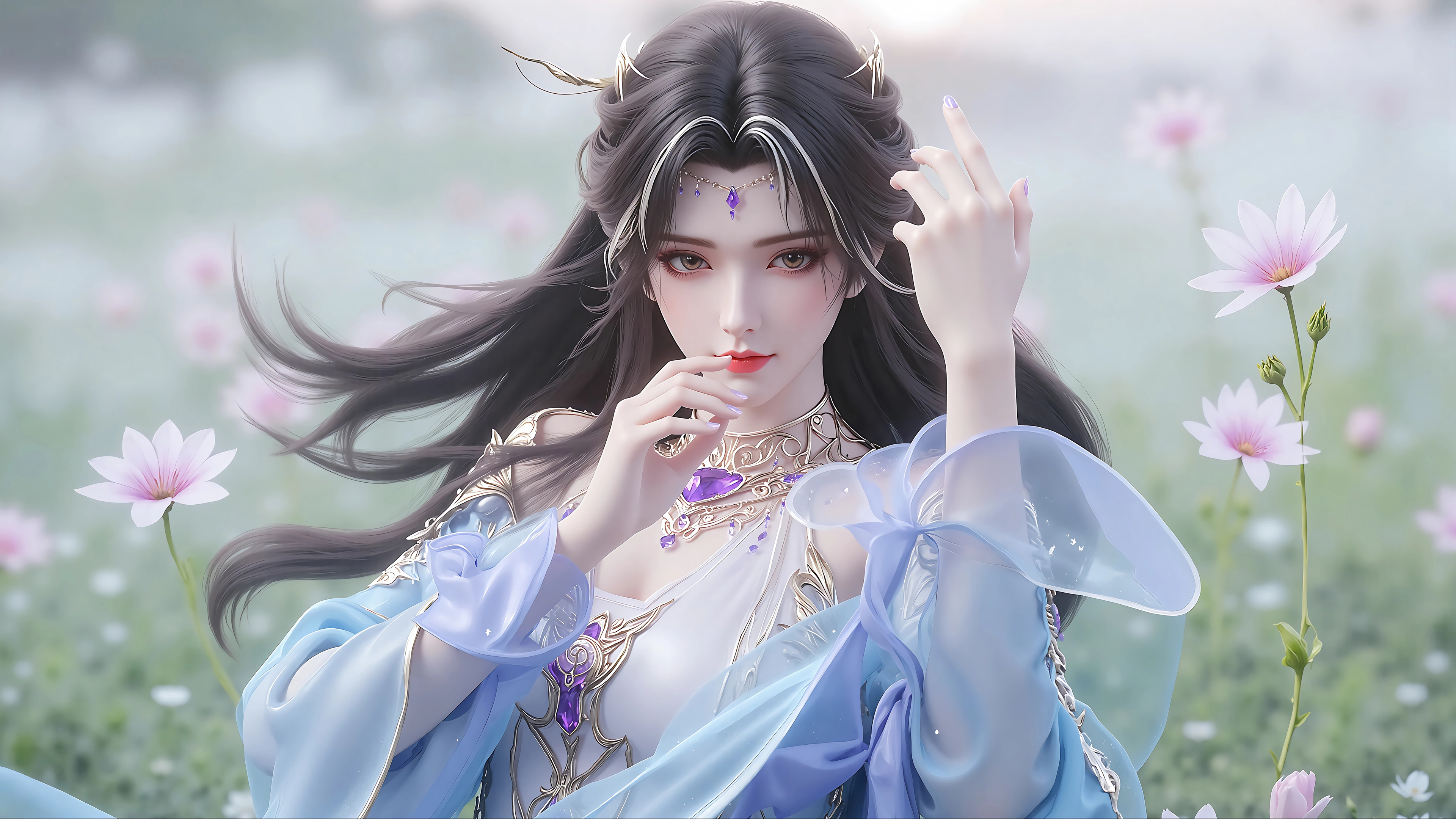 完美世界天狐仙子 花田 4k壁纸 3840x2160