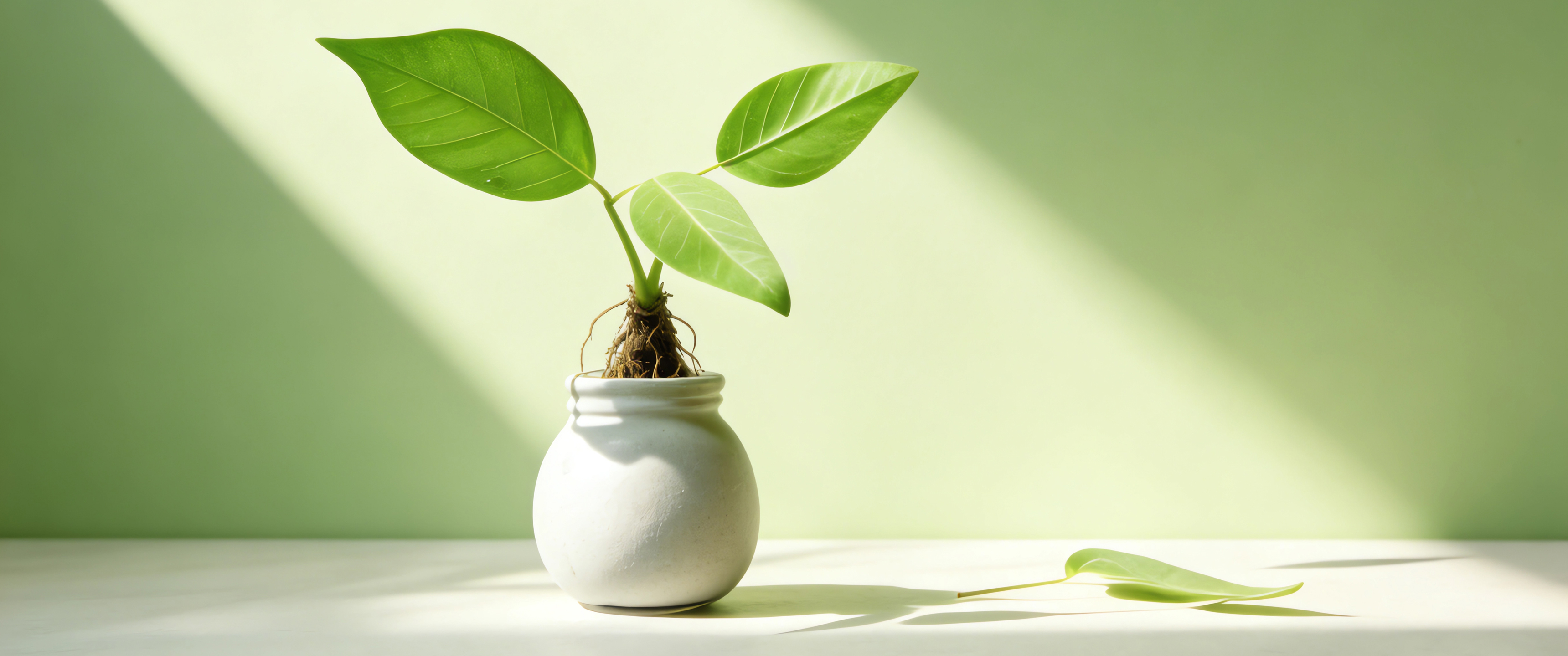 室内 绿色植物 光影 绘画 小清新 3440x1440带鱼屏壁纸