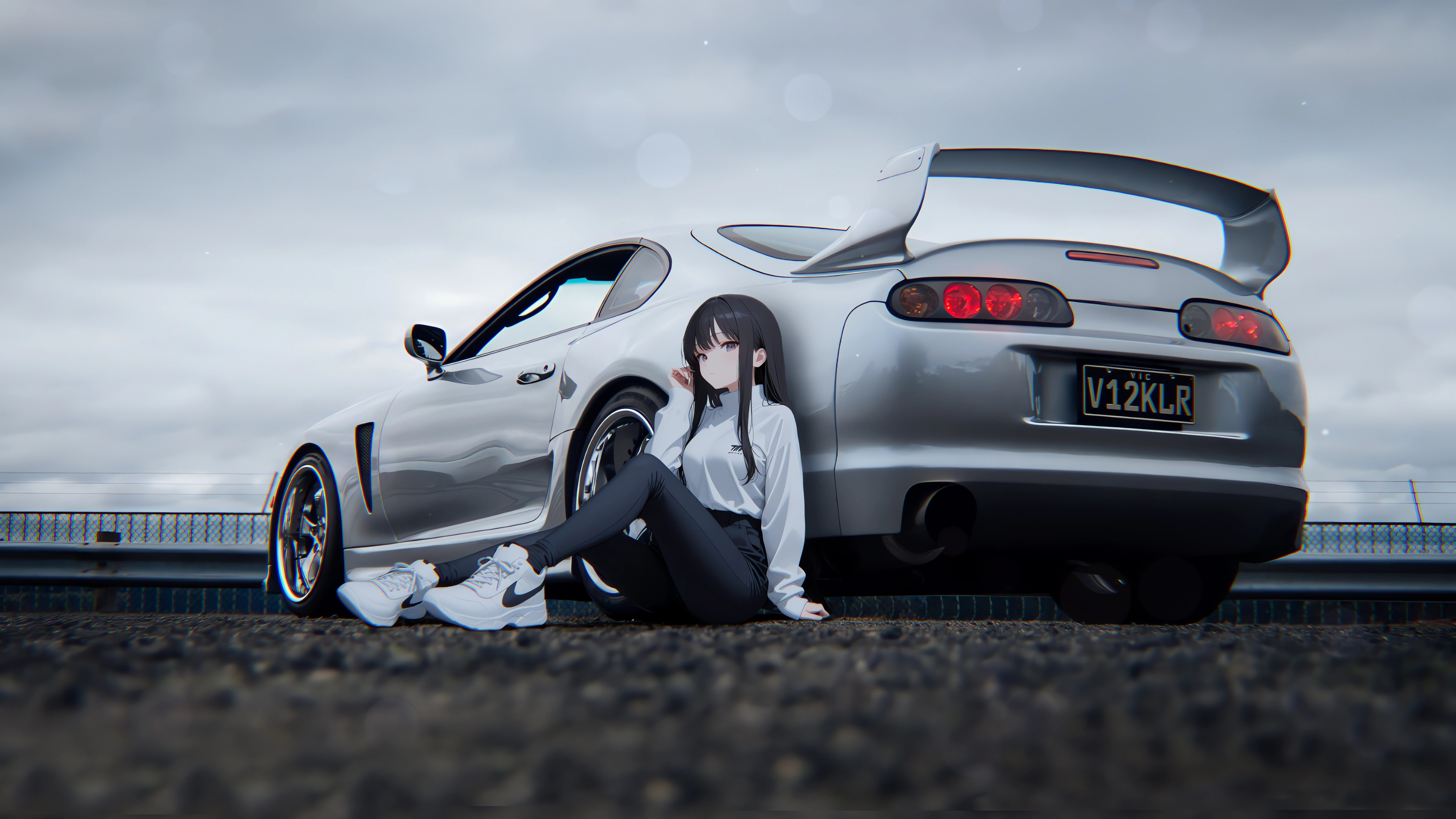少女跑车 灰色地平线 4K动漫壁纸 3840x2160
