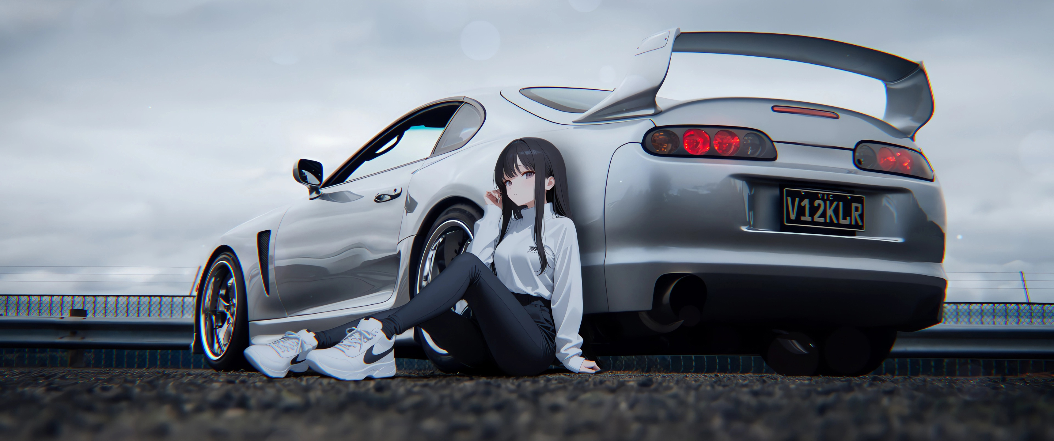 少女跑车 灰色地平线3440x1440带鱼屏壁纸高清动漫