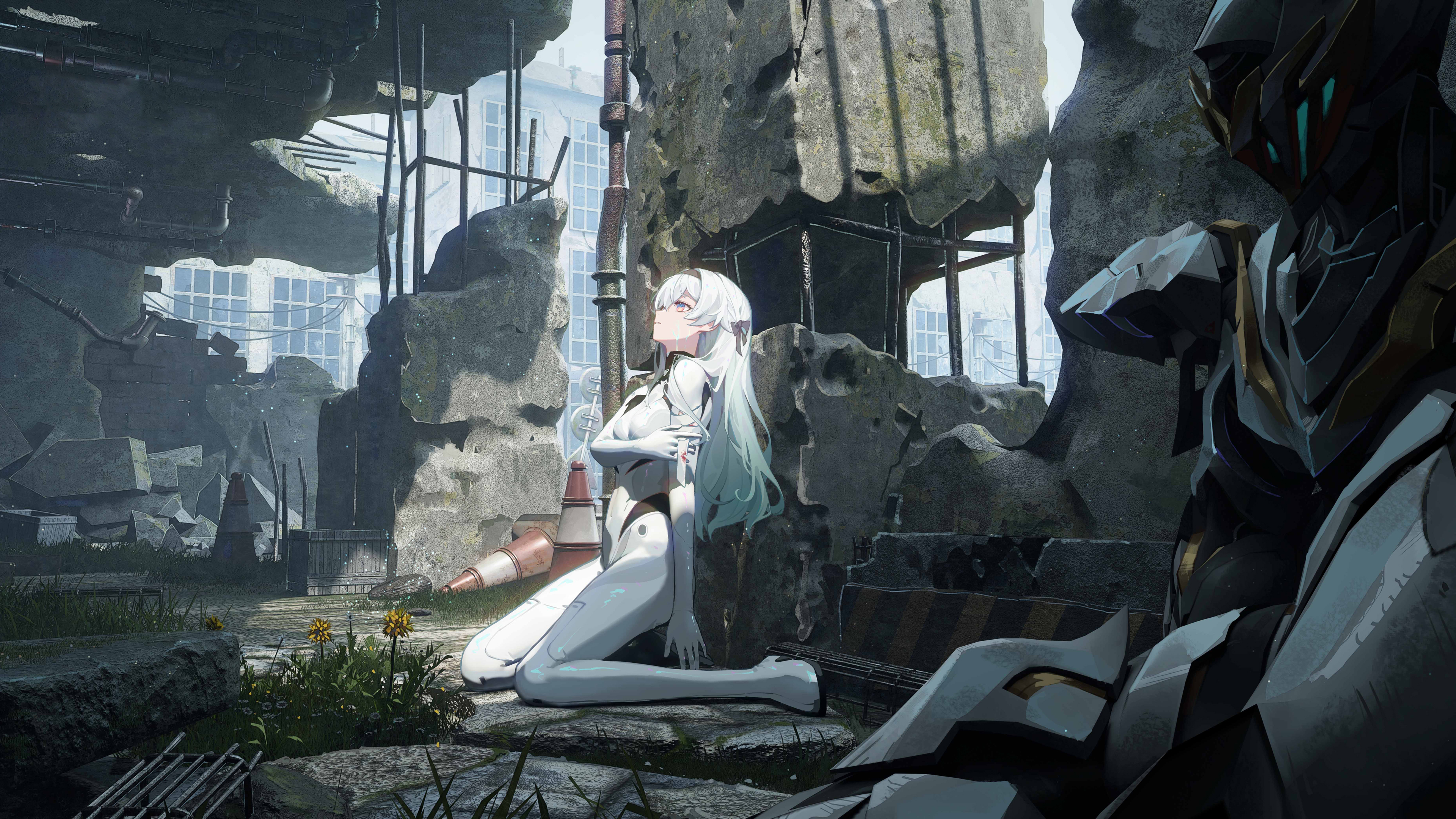 崩坏星穹铁道 Melt银发机械少女流萤 废墟 4K壁纸3840x2160