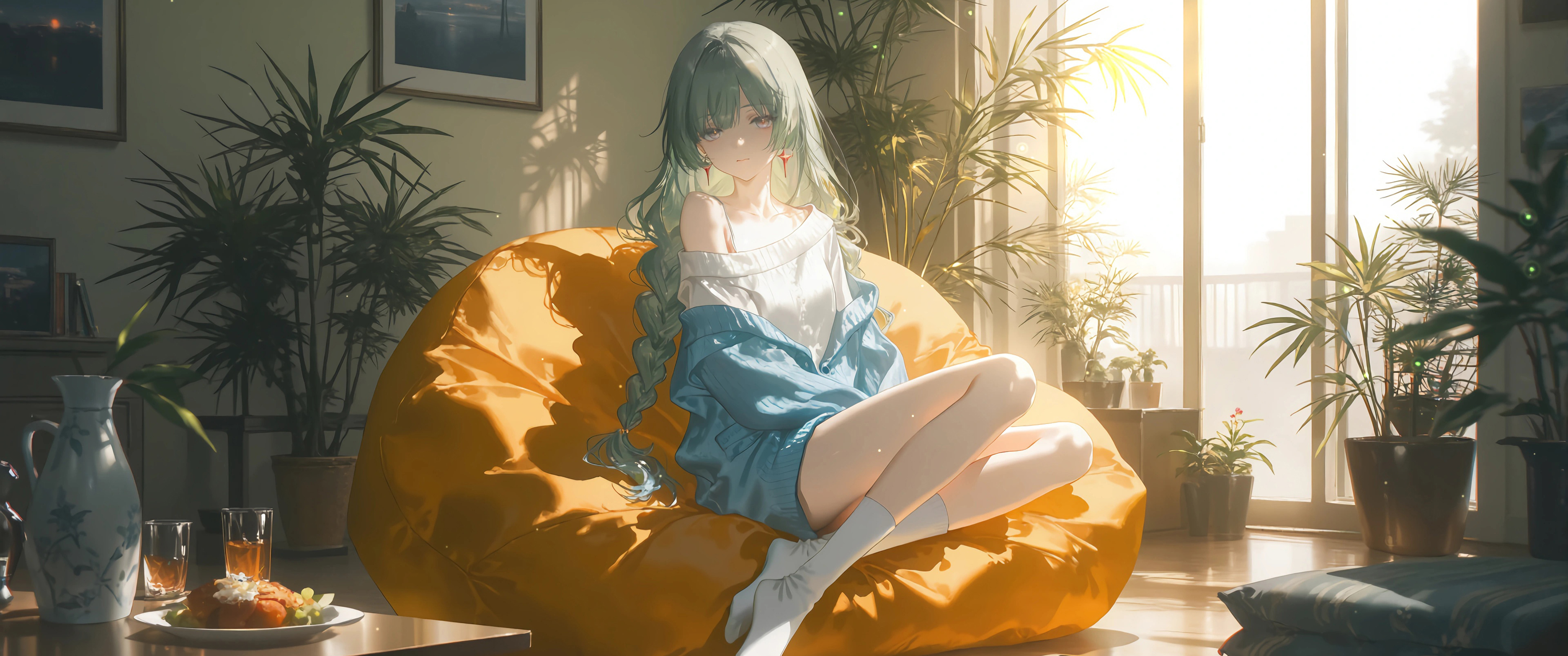 弗洛洛 居家休闲4K带鱼屏壁纸3440x1440