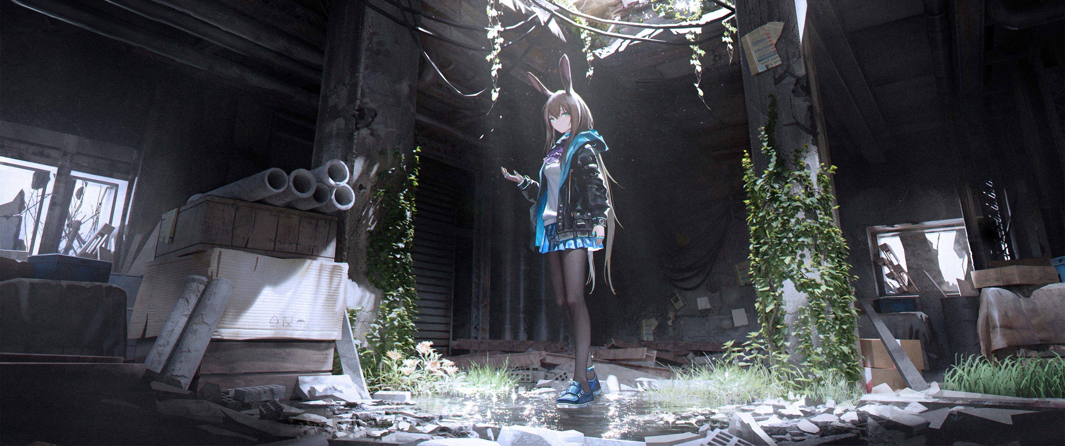 明日方舟阿米娅 兔女郎 室内建筑 3440x1440带鱼屏壁纸免费下载