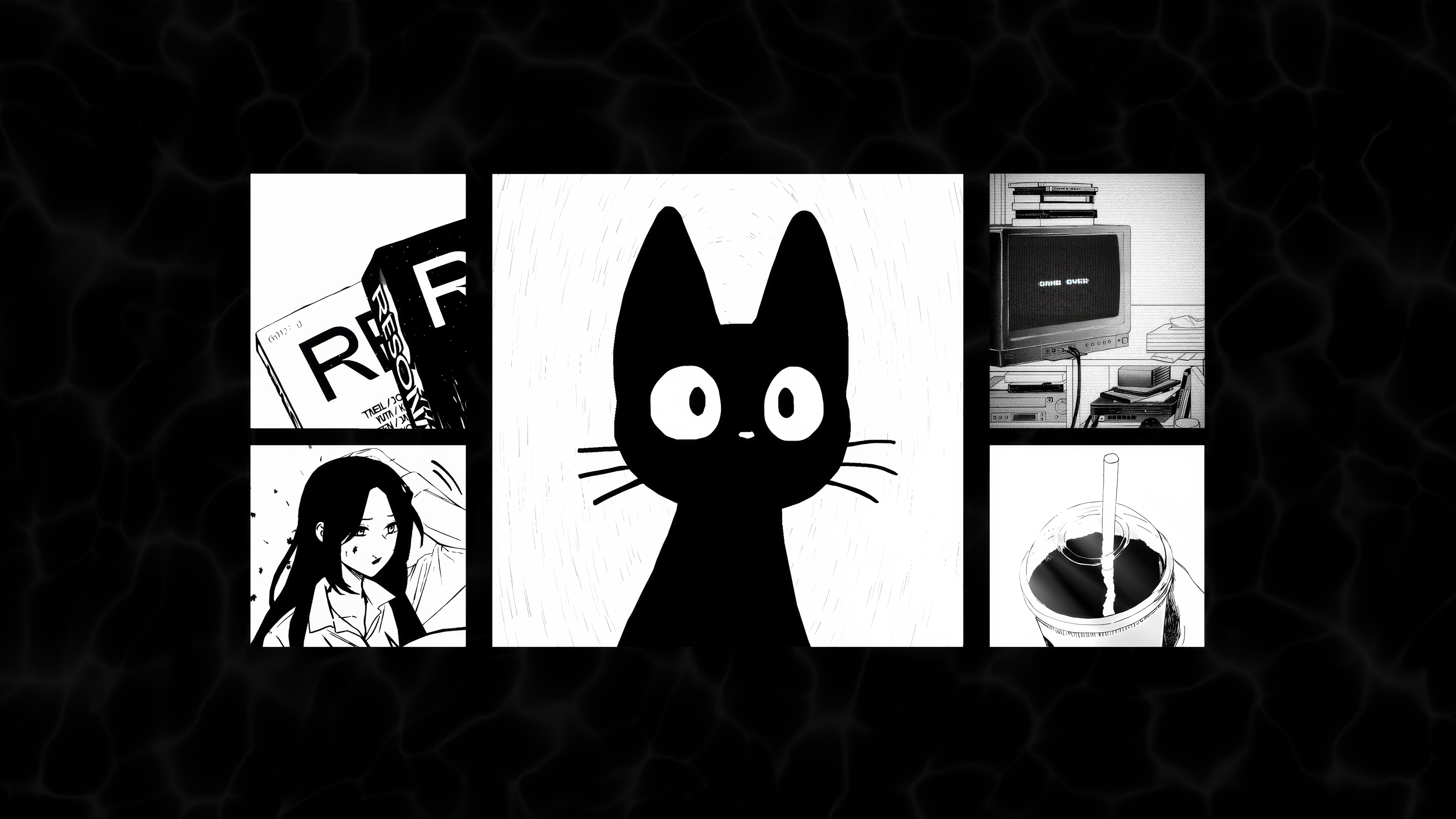 极简黑色小猫4K电脑壁纸3840x2160