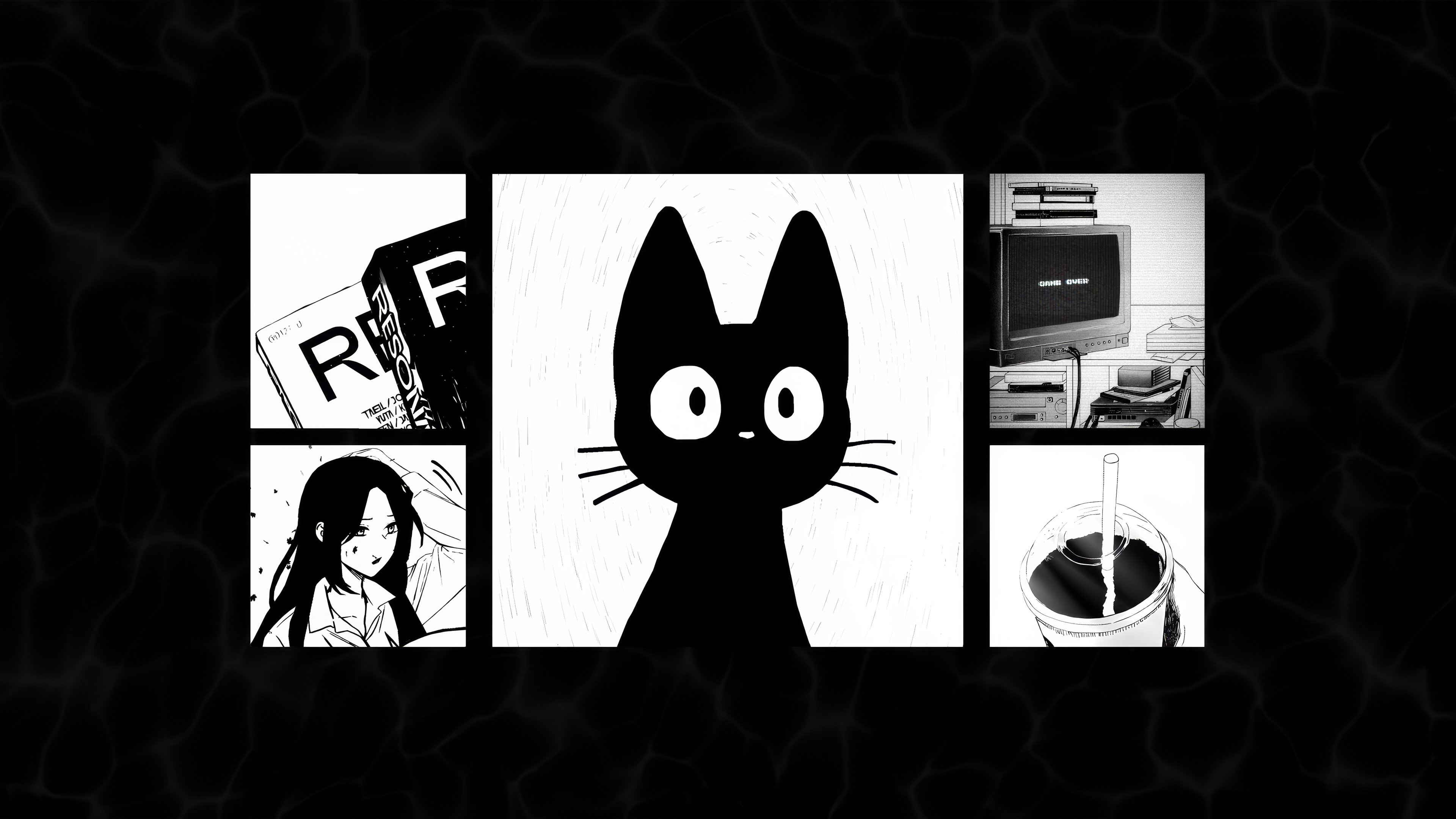 极简黑色小猫4K电脑壁纸3840x2160