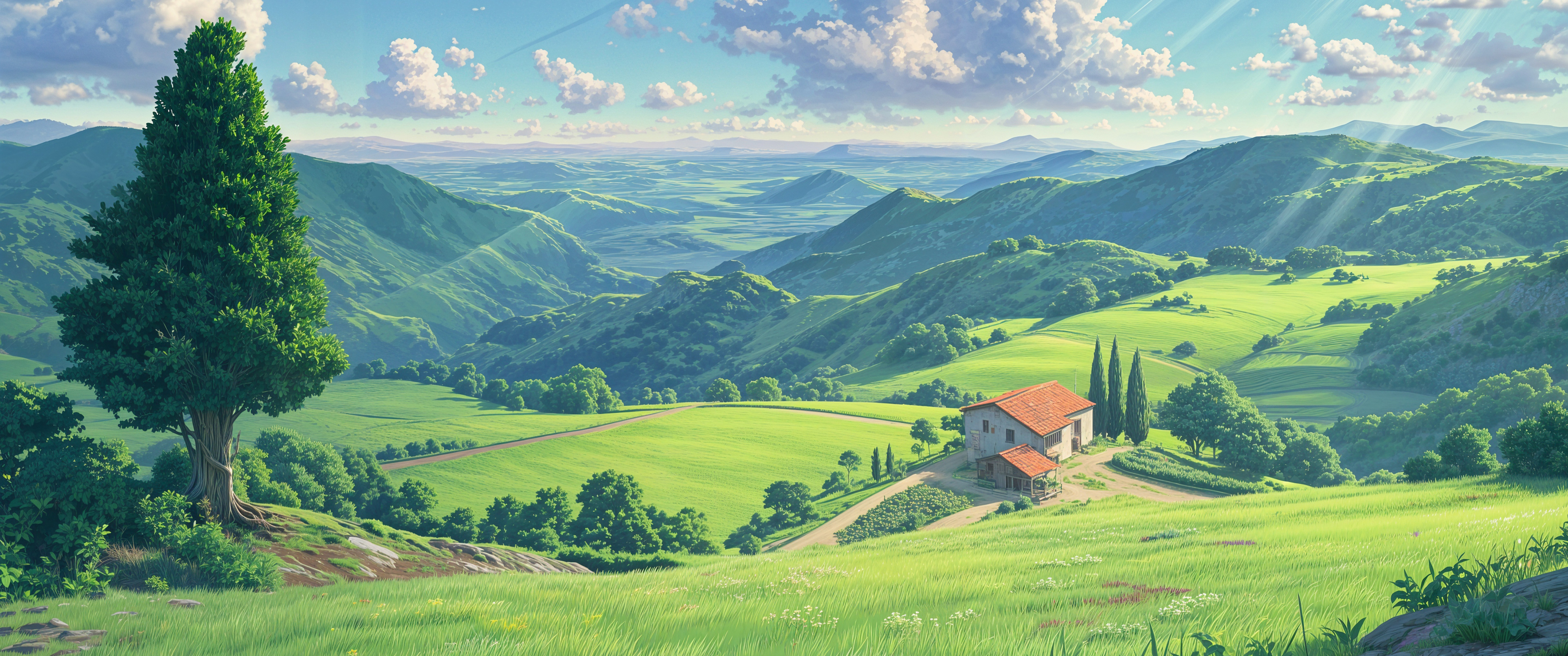 温馨田园风景3440x1440带鱼屏壁纸超清