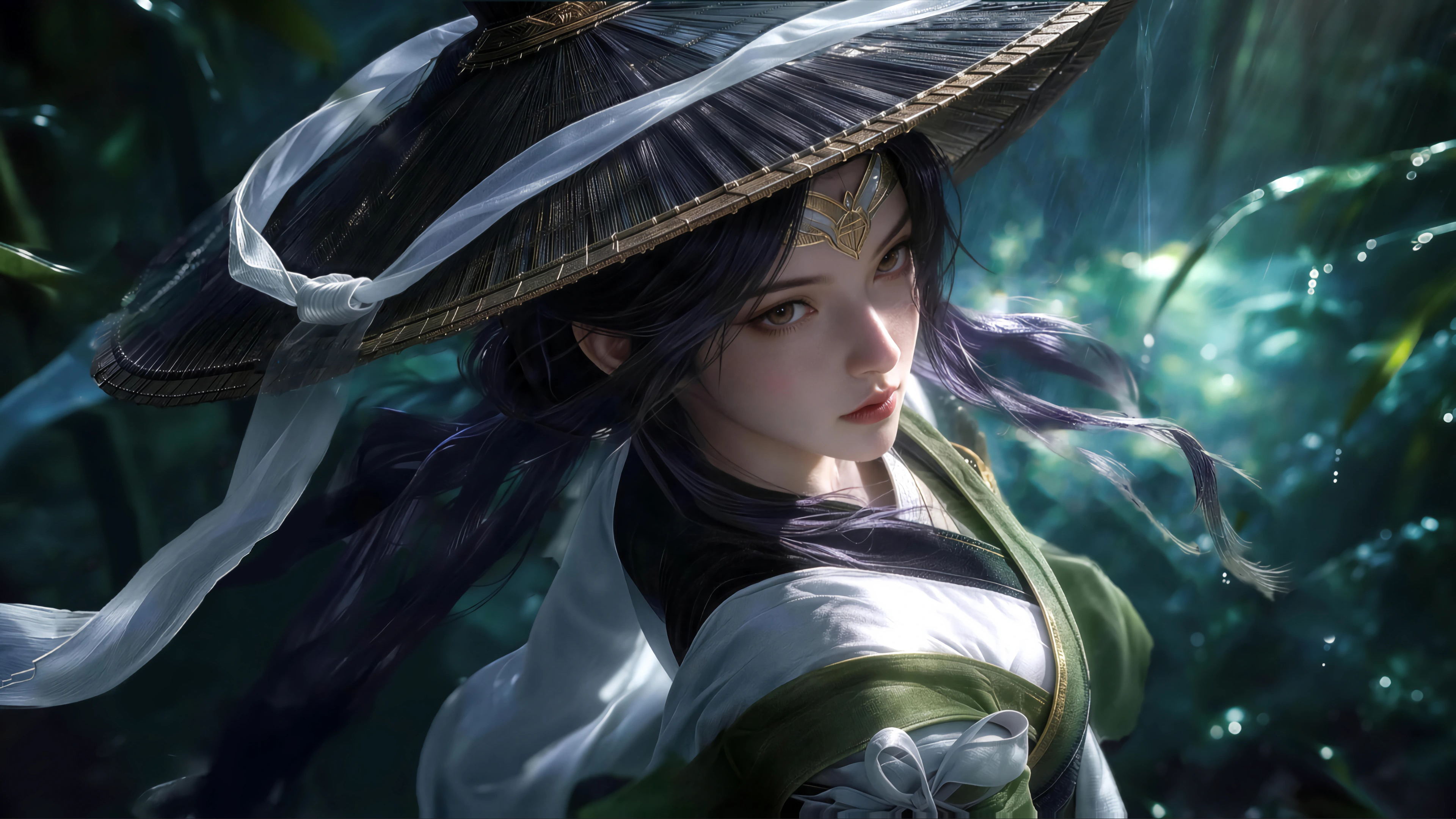 王者荣耀 上官婉儿 斗笠 森林 4K壁纸 3840x2160