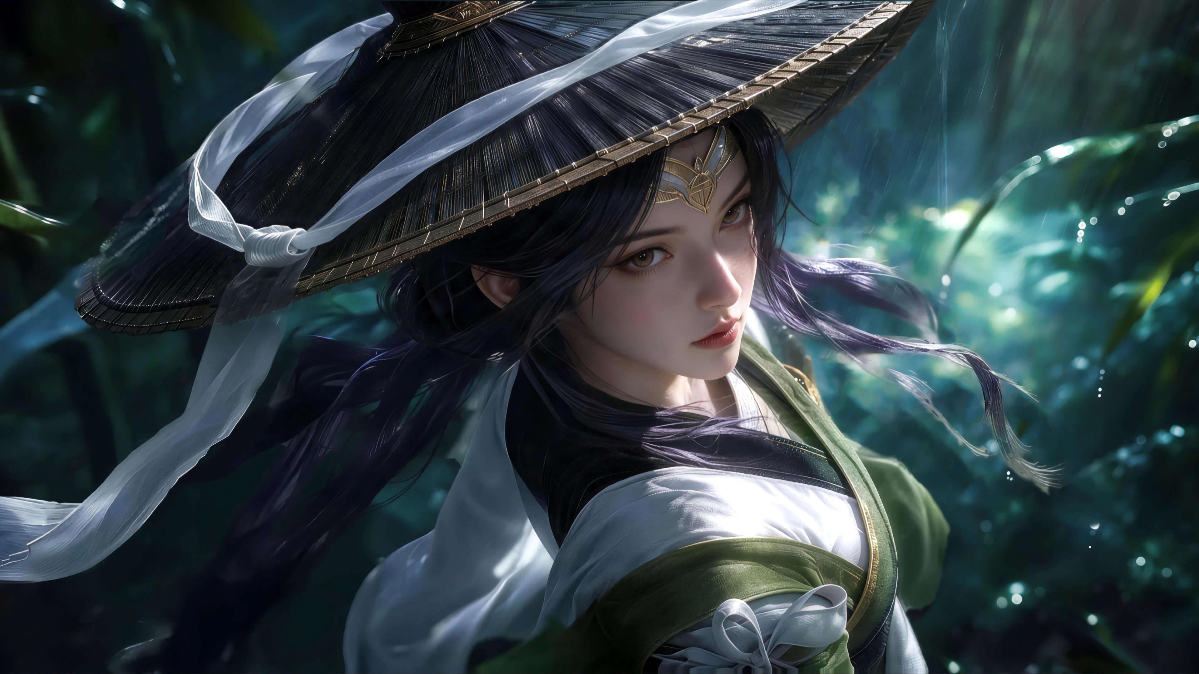 王者荣耀 上官婉儿 斗笠 森林 4K壁纸 3840x2160