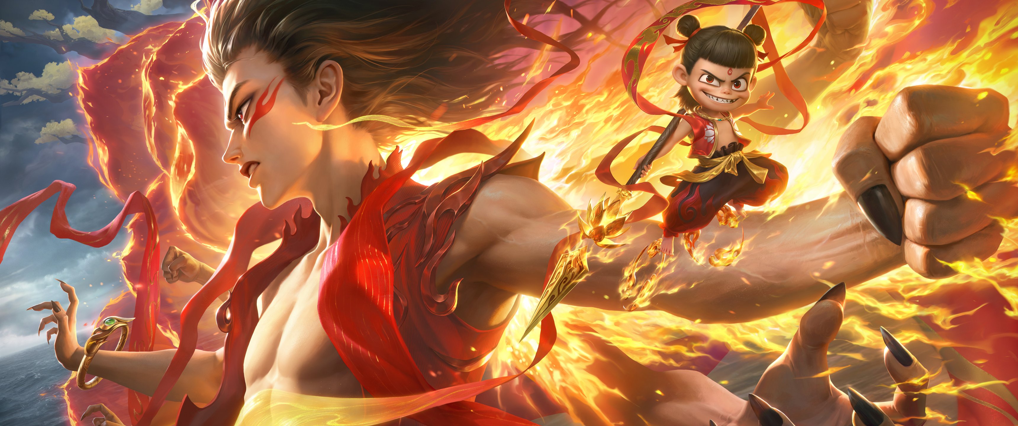 王者荣耀 哪吒魔丸 超清带鱼屏壁纸3440x1440